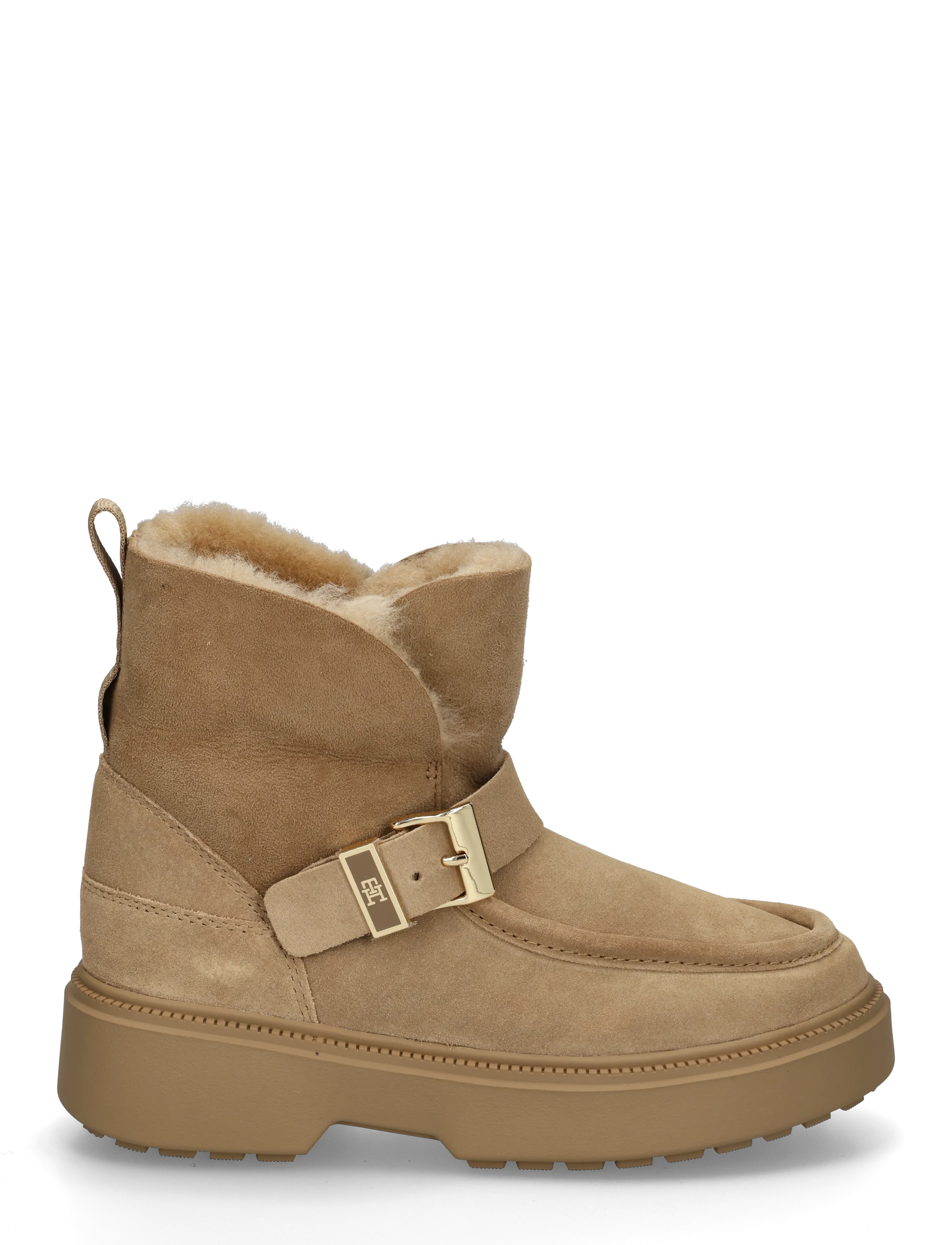 Tommy Hilfiger - TH BUCKLE SHEARLING SNOW BOOT - platta ankelboots - safari canvas - 2