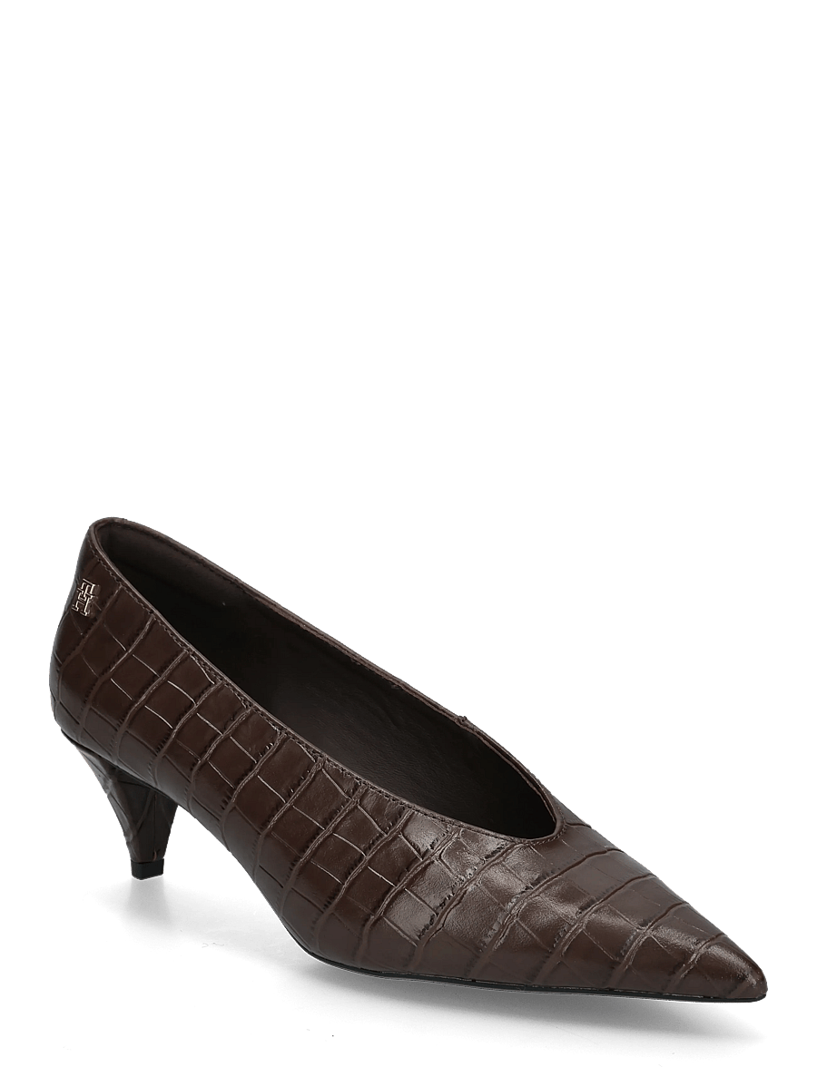 Tommy Hilfiger - POINTY TOE 50 HEEL CROCO PUMP - pumps - fondant brown - 0