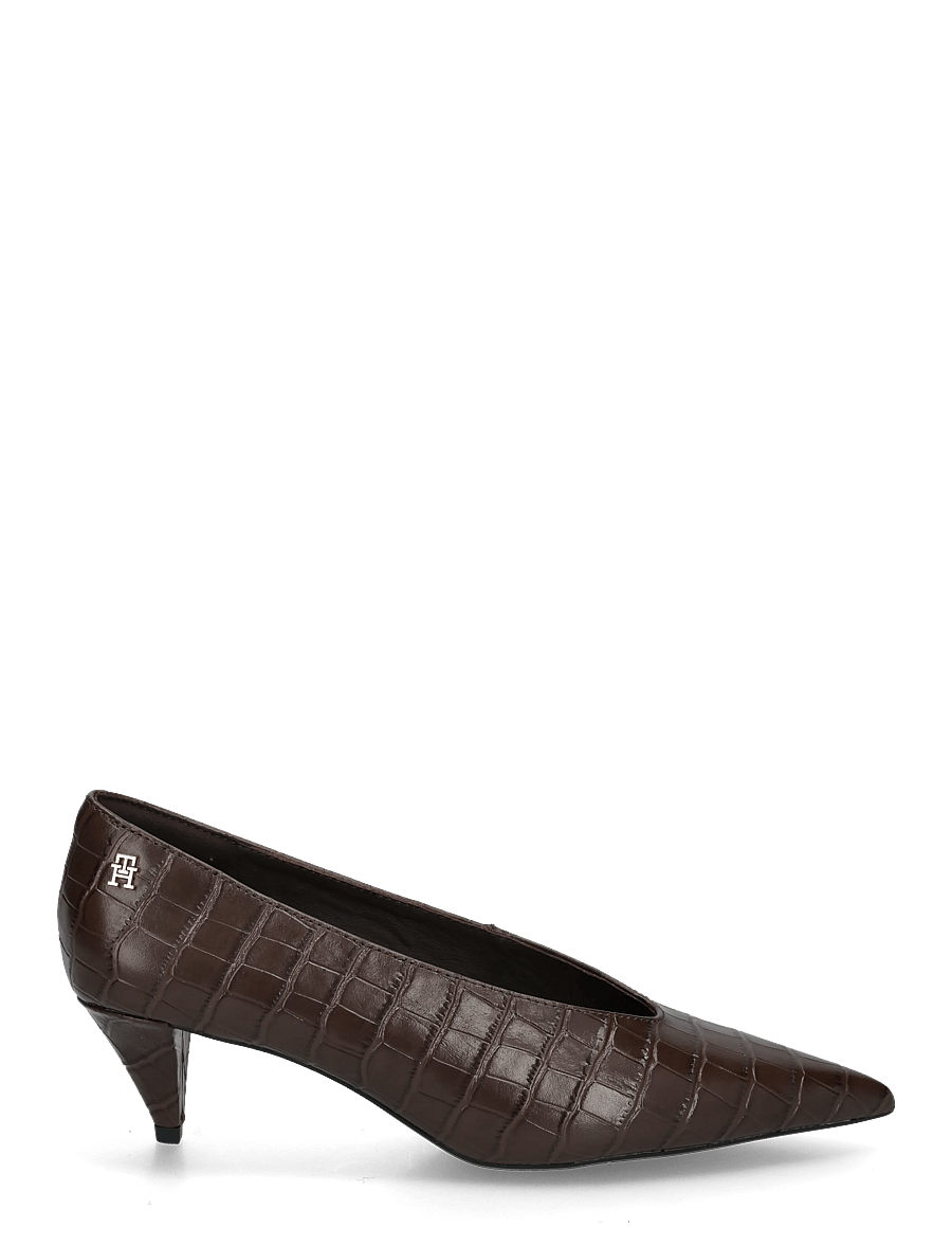 Tommy Hilfiger - POINTY TOE 50 HEEL CROCO PUMP - pumps - fondant brown - 2