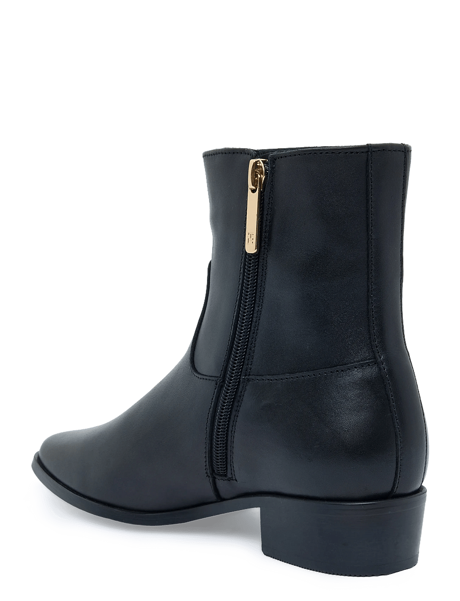 Tommy Hilfiger - LEATHER ANKLE BOOT W ZIP - støvletter - black - 1