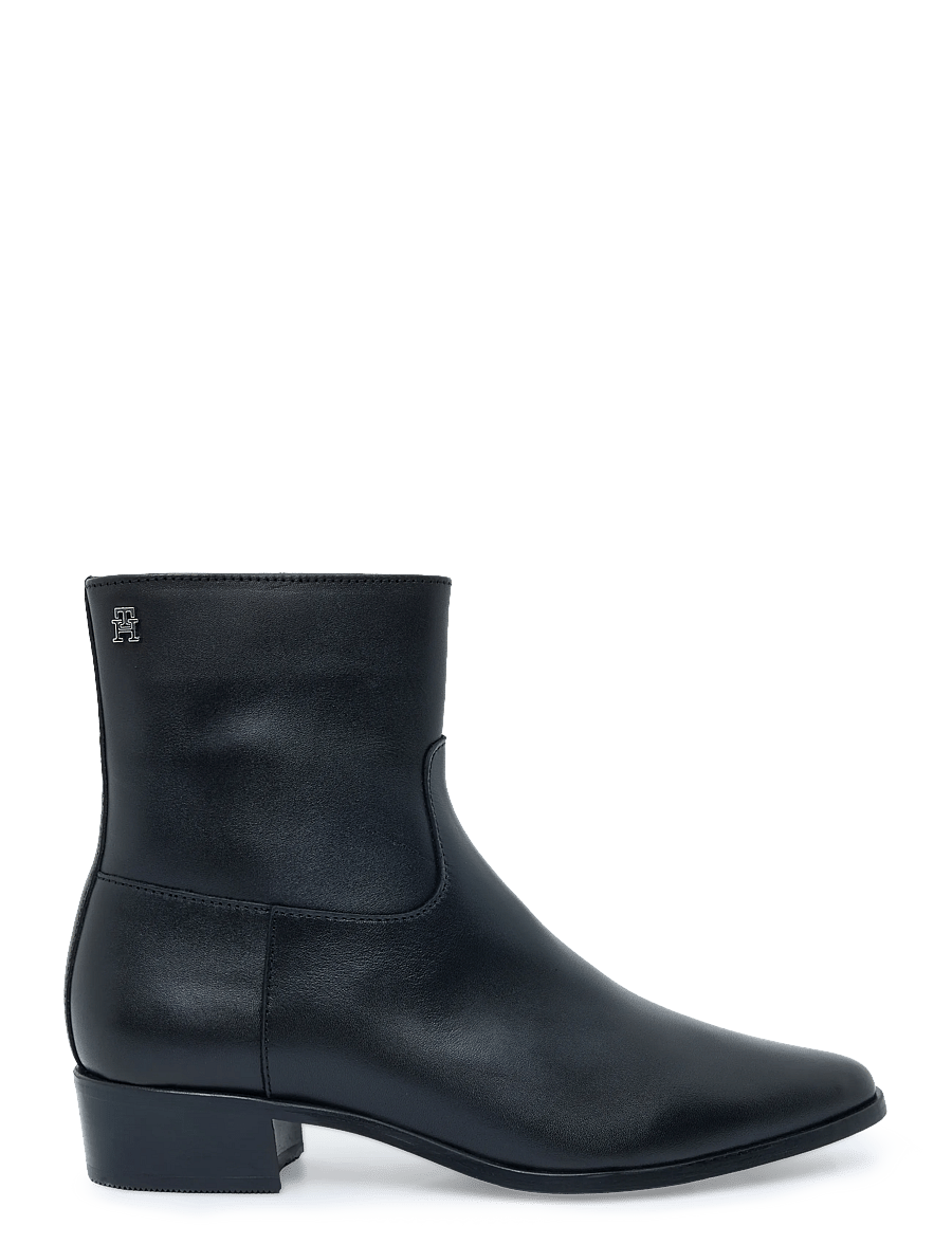 Tommy Hilfiger - LEATHER ANKLE BOOT W ZIP - støvletter - black - 2