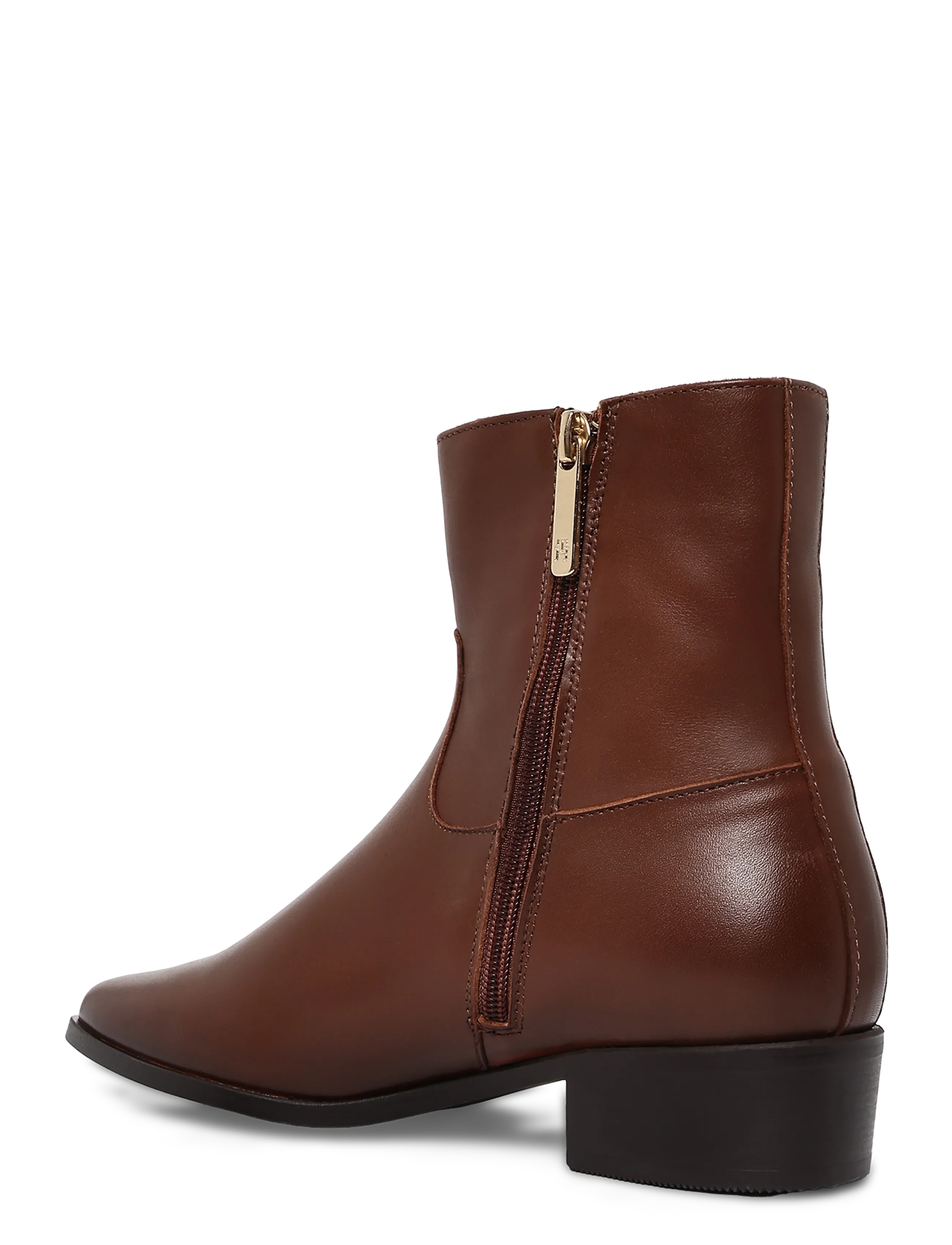 Tommy Hilfiger - LEATHER ANKLE BOOT W ZIP - stiefeletten mit absatz - winter cognac - 1