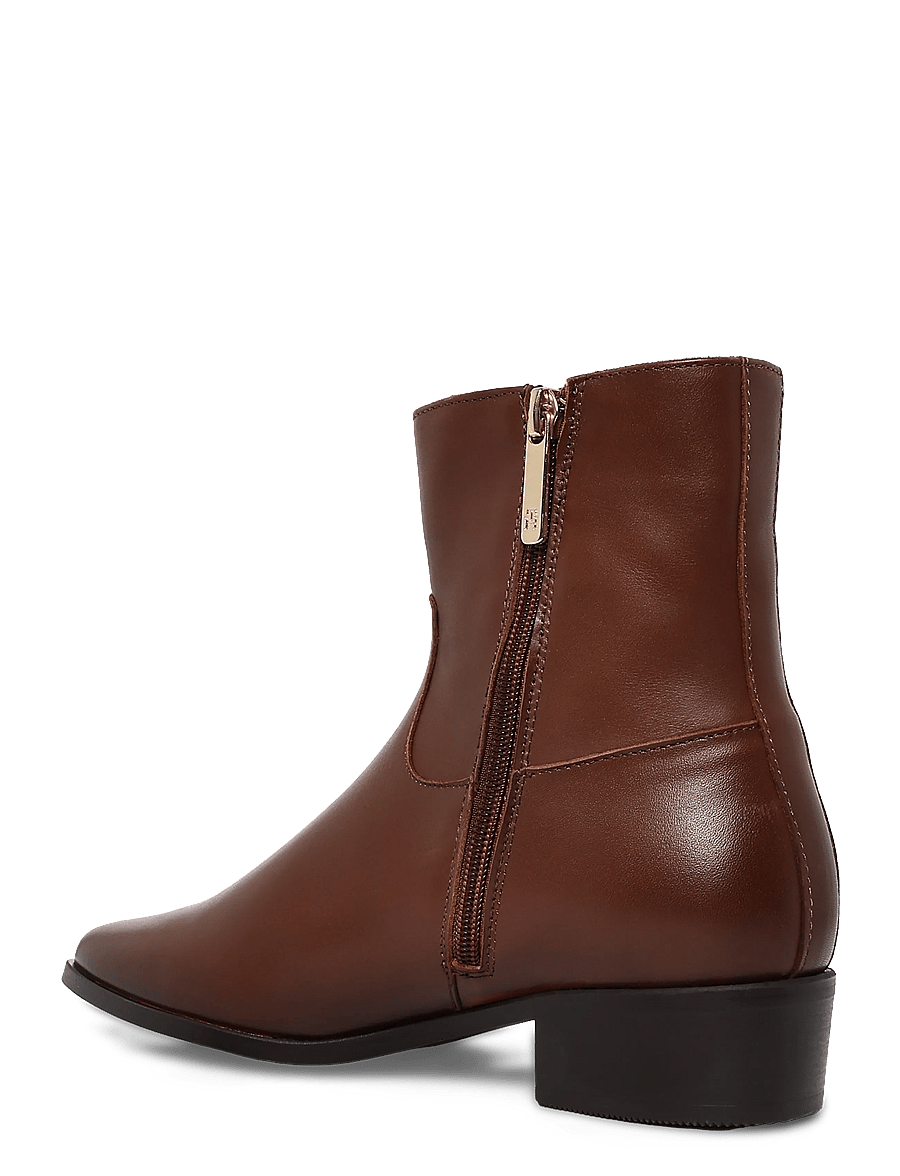 Tommy Hilfiger - LEATHER ANKLE BOOT W ZIP - stiefeletten mit absatz - winter cognac - 1