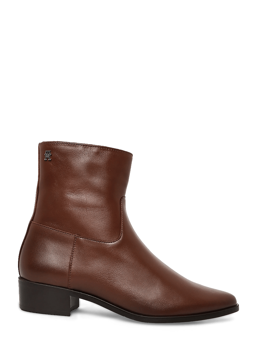 Tommy Hilfiger - LEATHER ANKLE BOOT W ZIP - stiefeletten mit absatz - winter cognac - 2