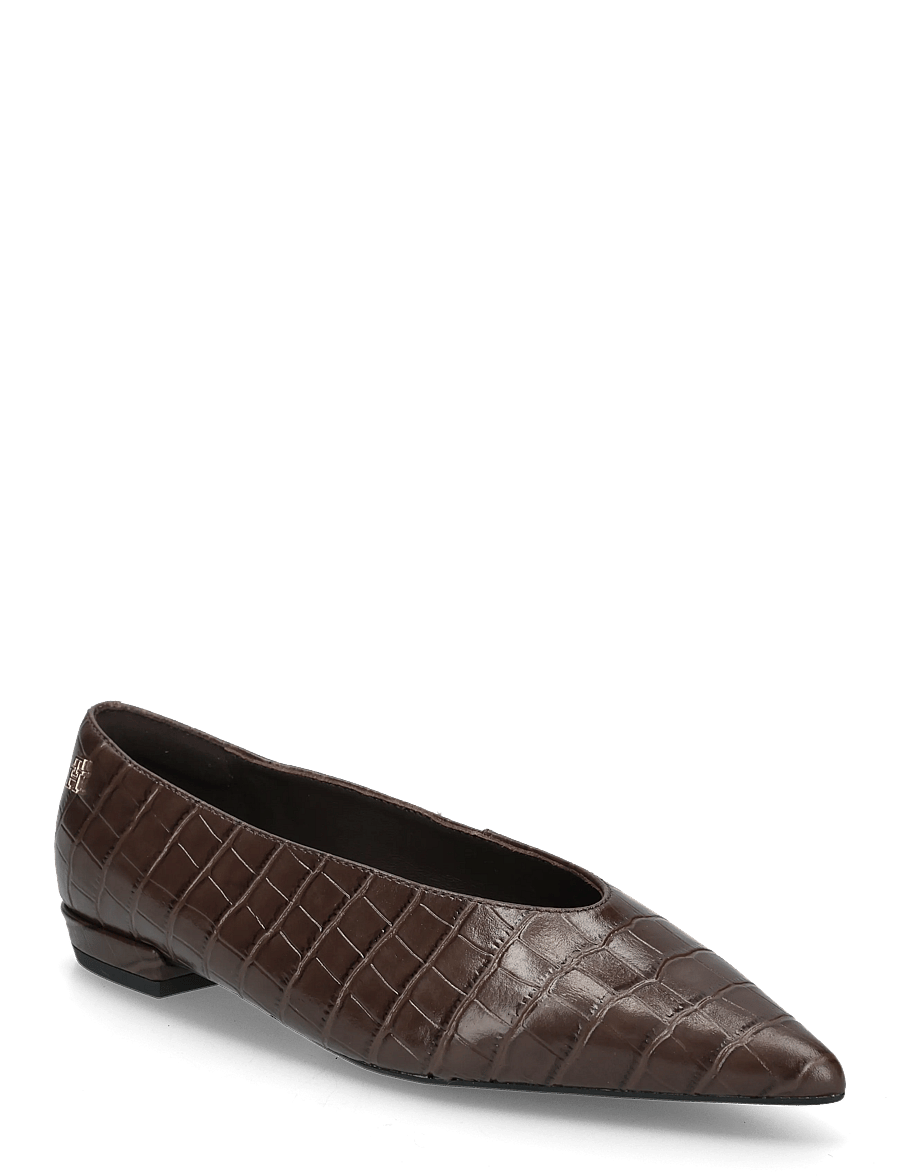 Tommy Hilfiger - POINTY TOE CROCO BALLERINA - særlige begivenheder - fondant brown - 0