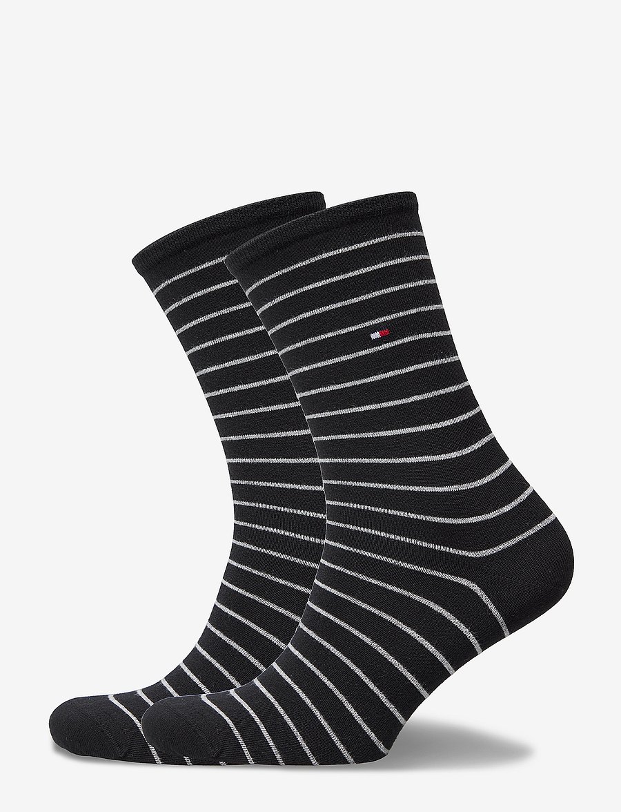 Tommy Hilfiger - TH WOMEN SOCK 2P SMALL STRIPE - tavalliset sukat - black - 0