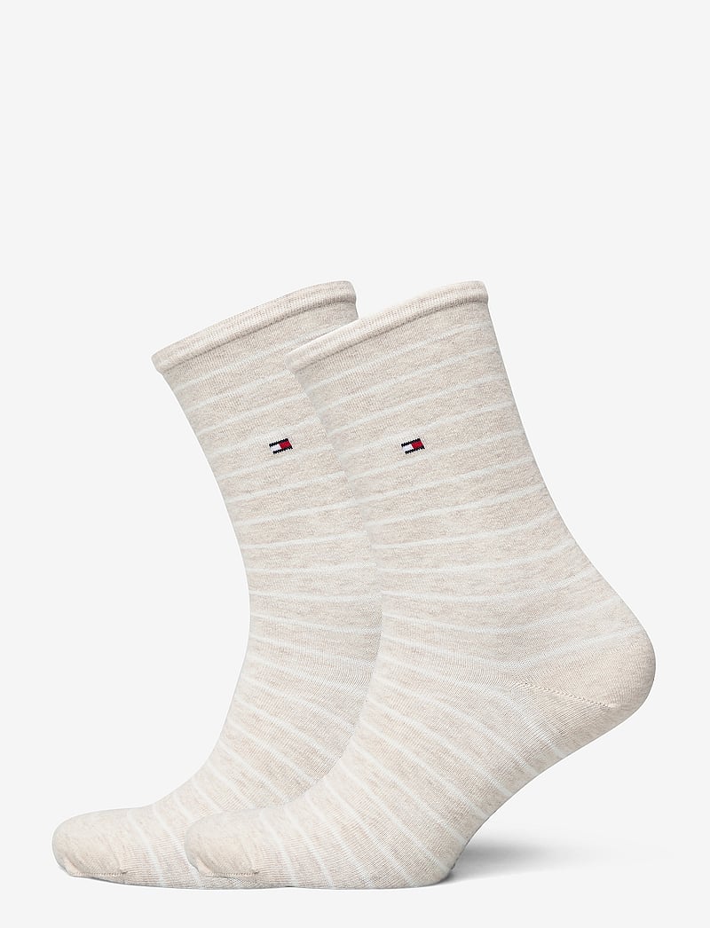 Tommy Hilfiger - TH WOMEN SOCK 2P SMALL STRIPE - crew-socken - light beige melange - 0