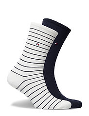 Tommy Hilfiger - TH WOMEN SOCK 2P SMALL STRIPE - off white - 1