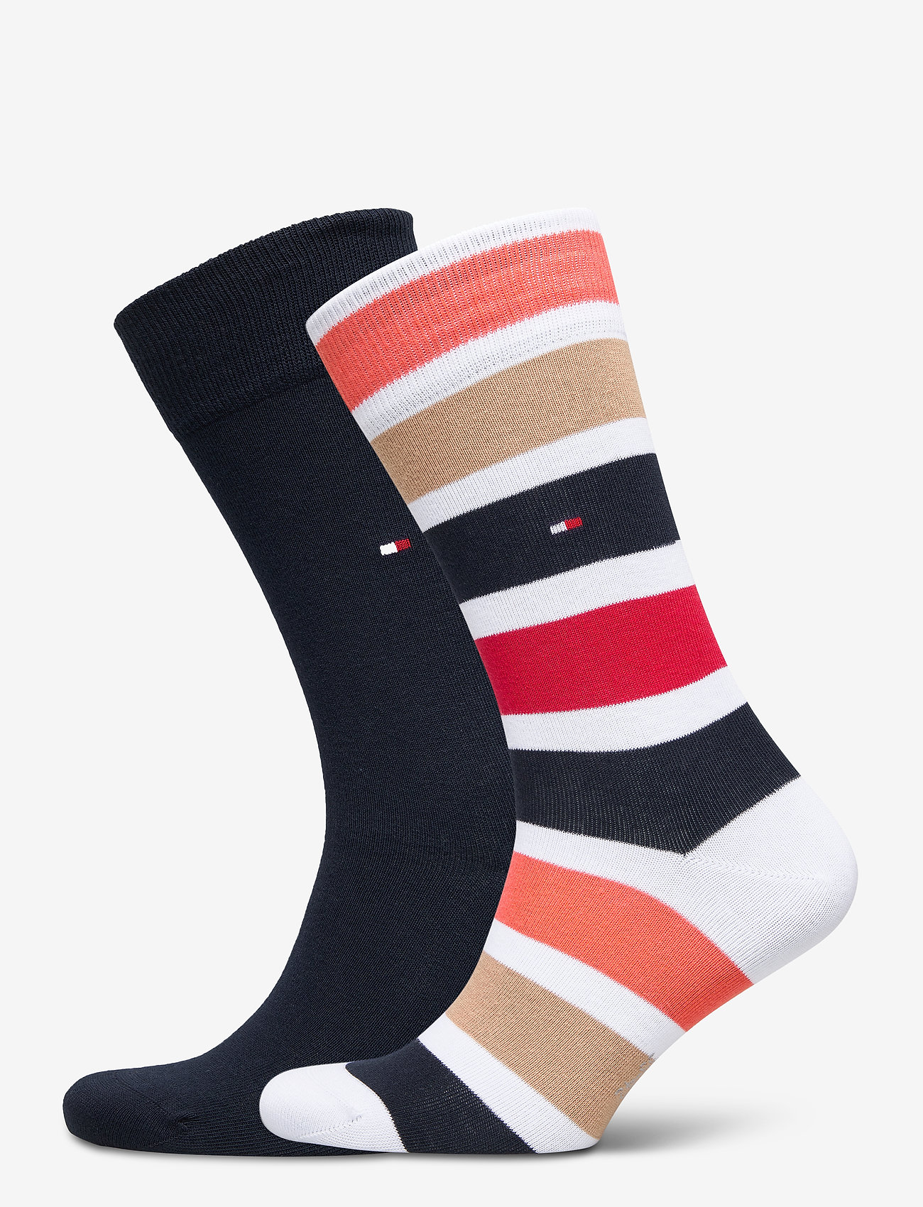 TH MEN SOCK 2P COLORBLOCK STRIPE - KHAKI