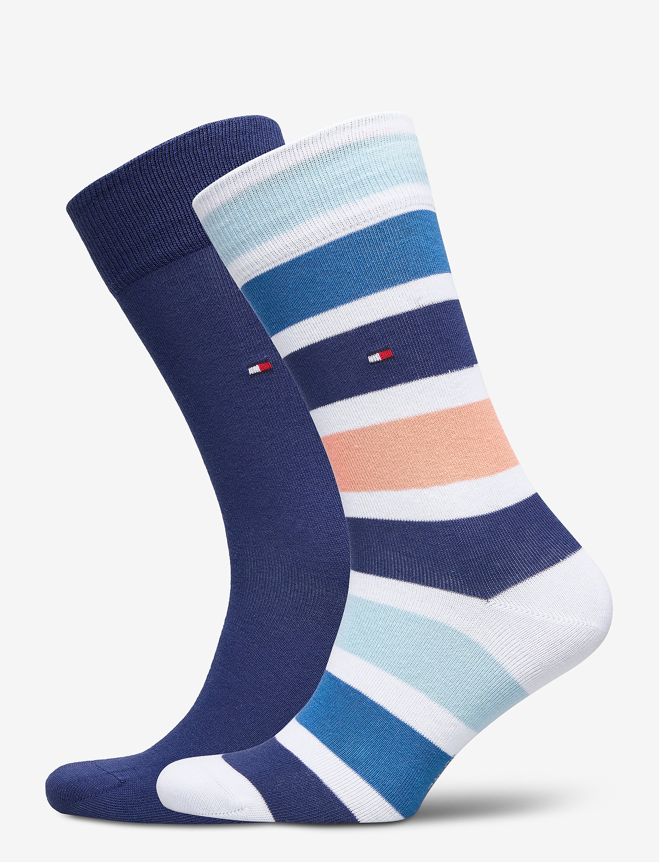 TH MEN SOCK 2P COLORBLOCK STRIPE - LIGHT BLUE