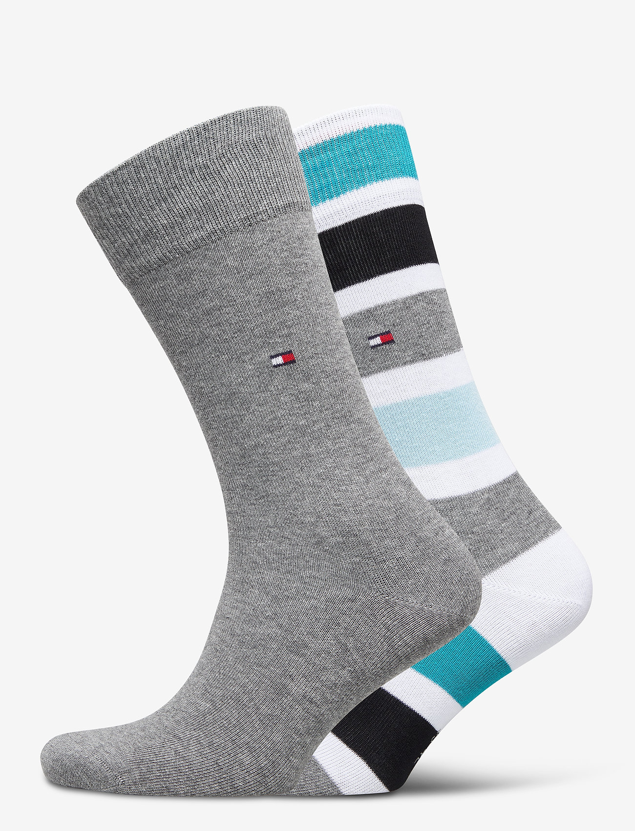 TH MEN SOCK 2P COLORBLOCK STRIPE - REAL TEAL
