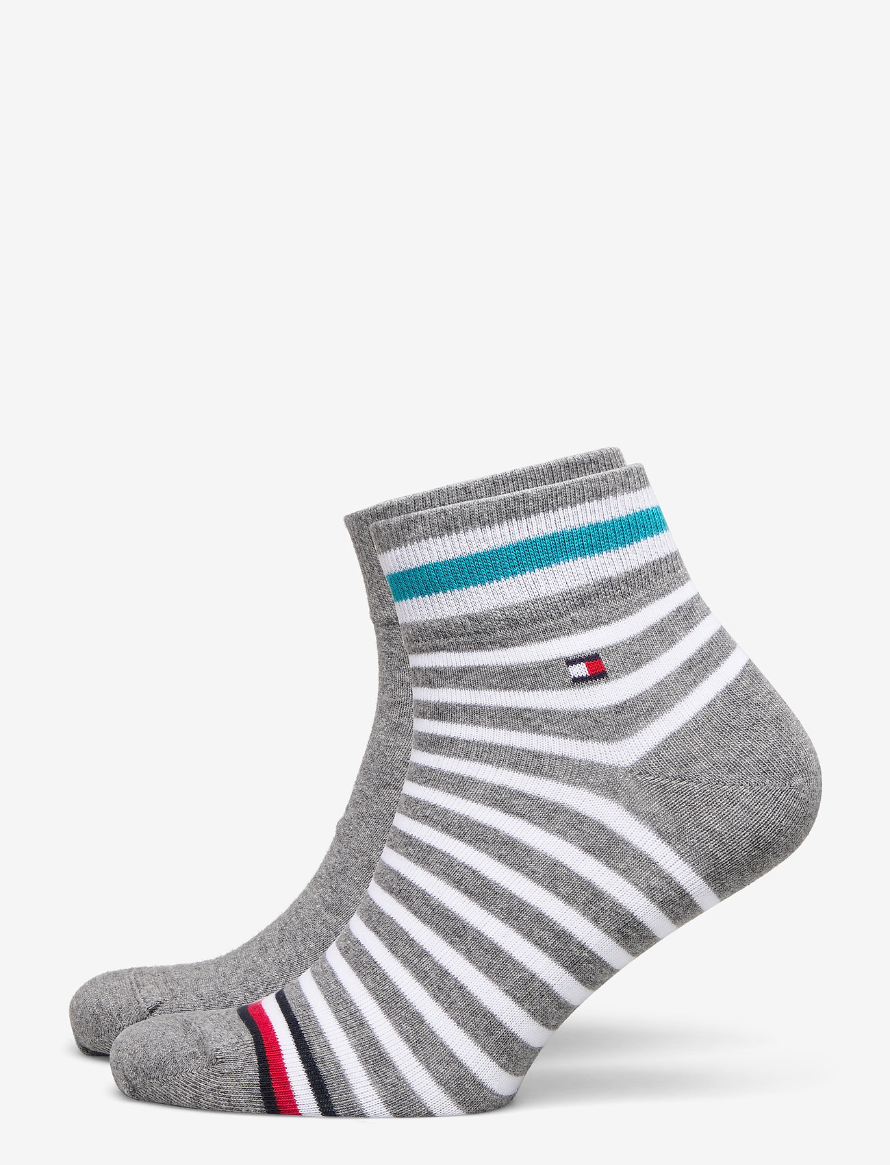 TH MEN QUARTER 2P COLLEGIATE STRIPE - MID GREY MELANGE