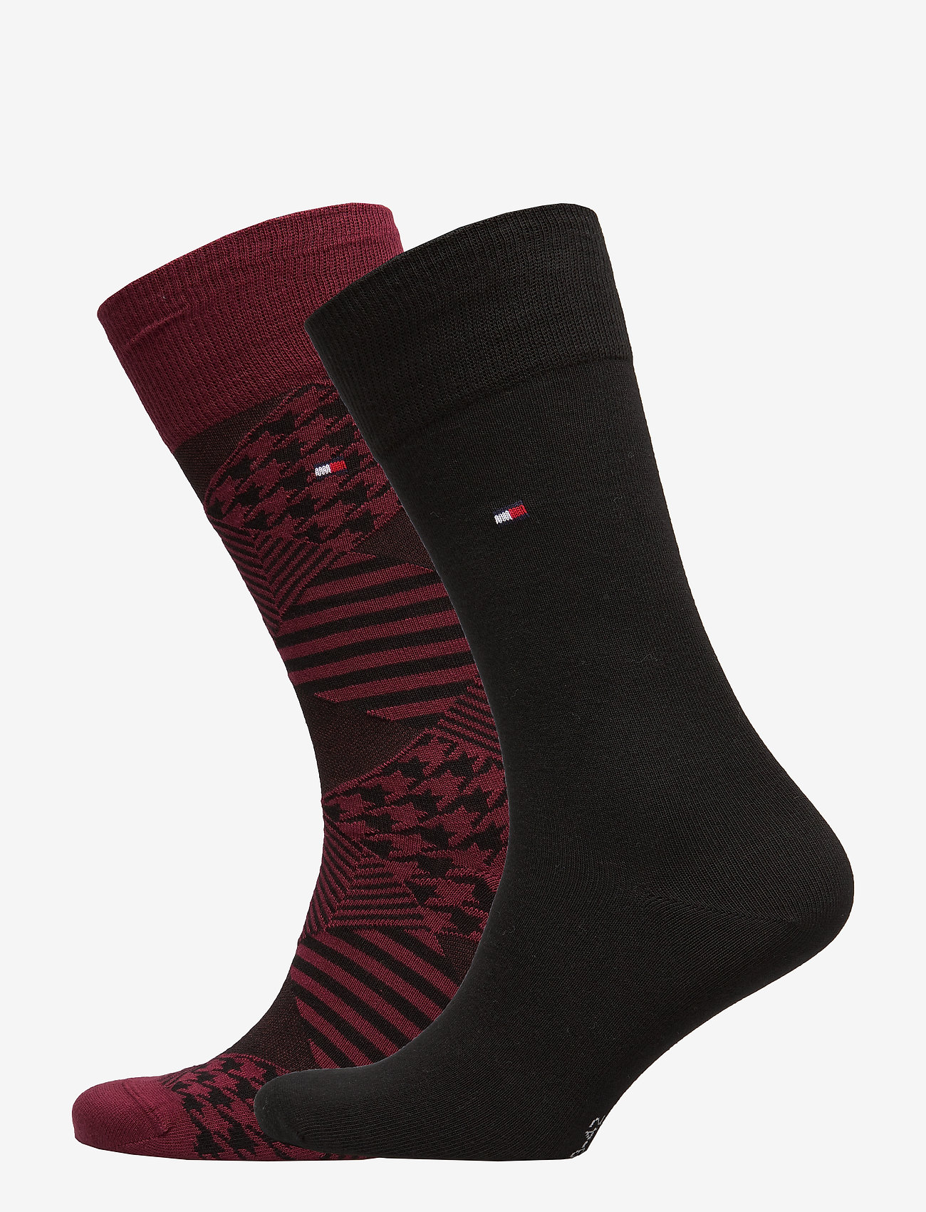 TH MEN SOCK 2P HOUNDSTOOTH - BORDEAUX