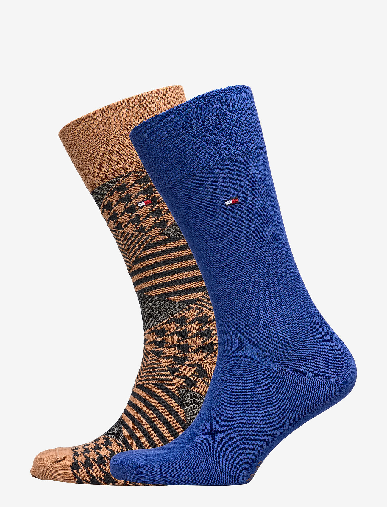 TH MEN SOCK 2P HOUNDSTOOTH - BROWN / BLUE