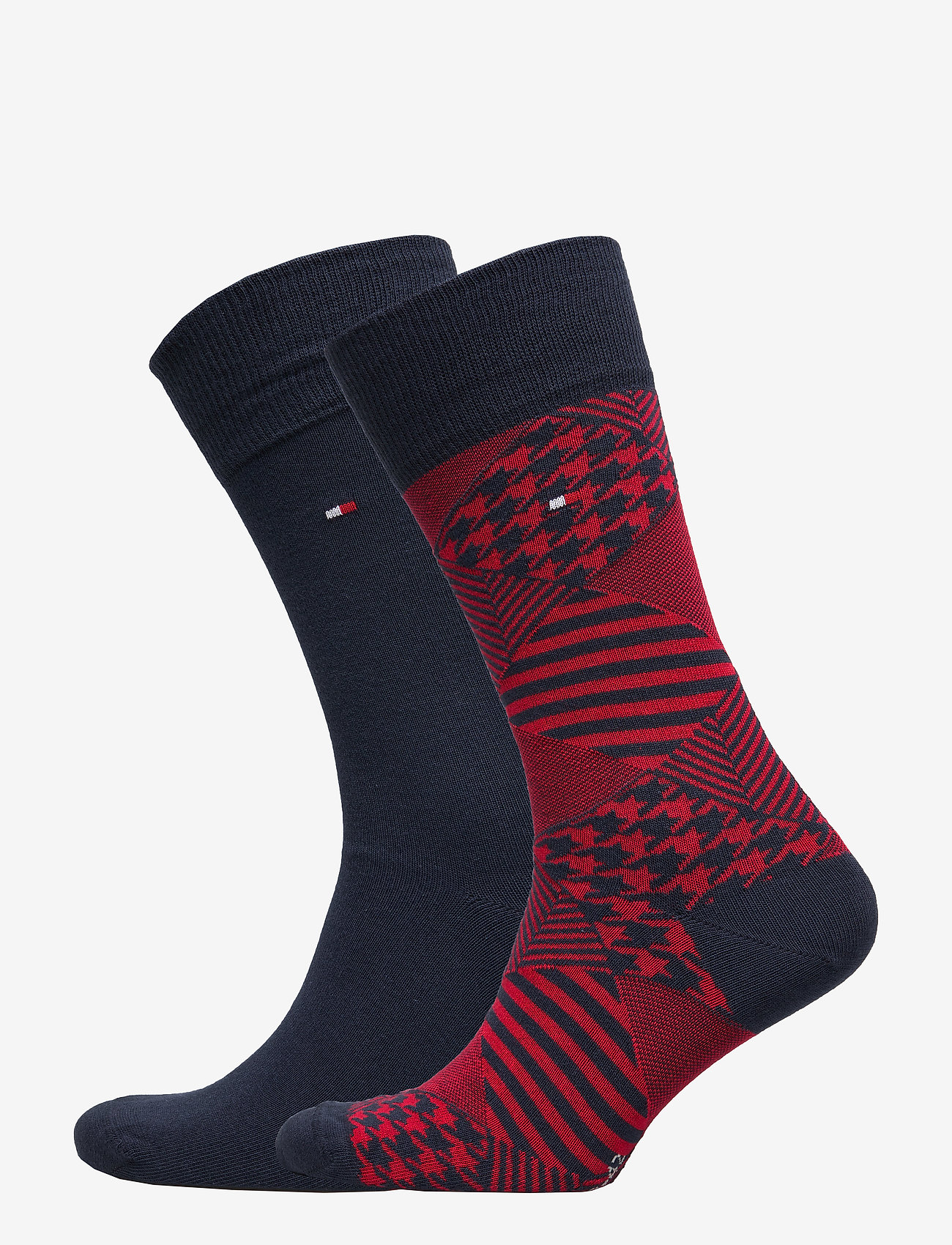 TH MEN SOCK 2P HOUNDSTOOTH - NAVY / RED
