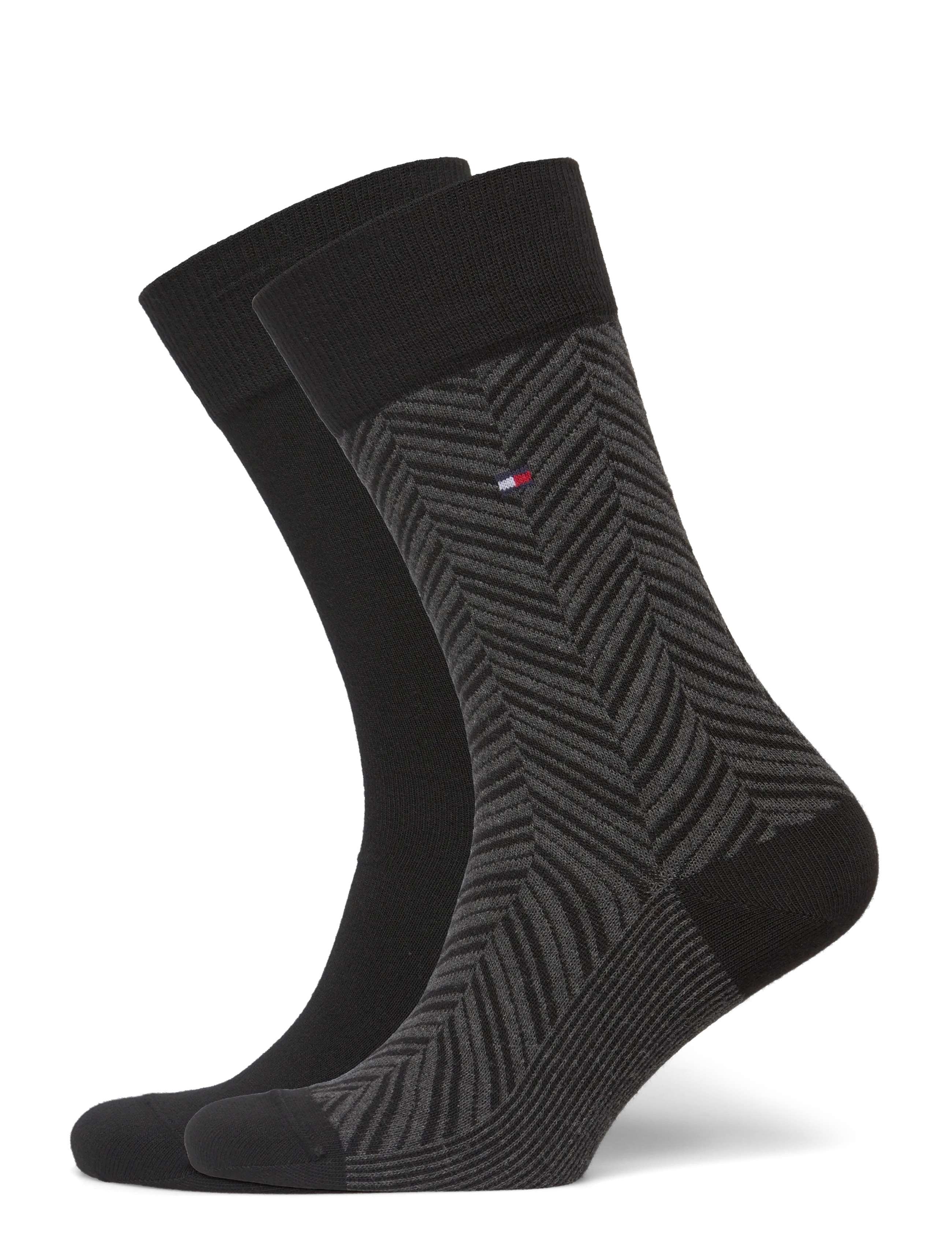 Tommy Hilfiger TH MEN SOCK 2P IRREGULAR HERRINGB - Strømper - BLACK / black