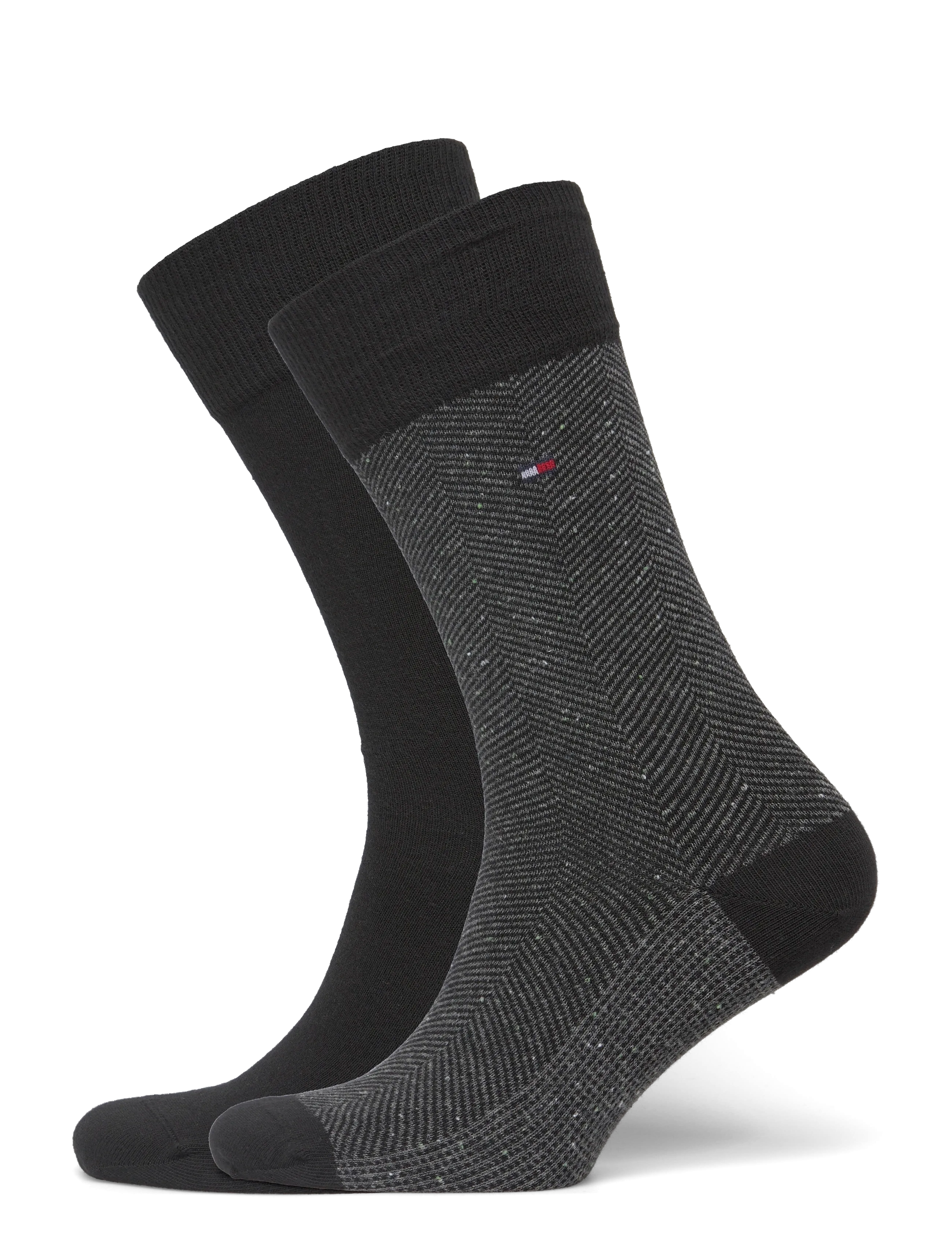 Tommy Hilfiger TH MEN SOCK 2P NAPPY HERRINGBONE - Strømper - BLACK / black
