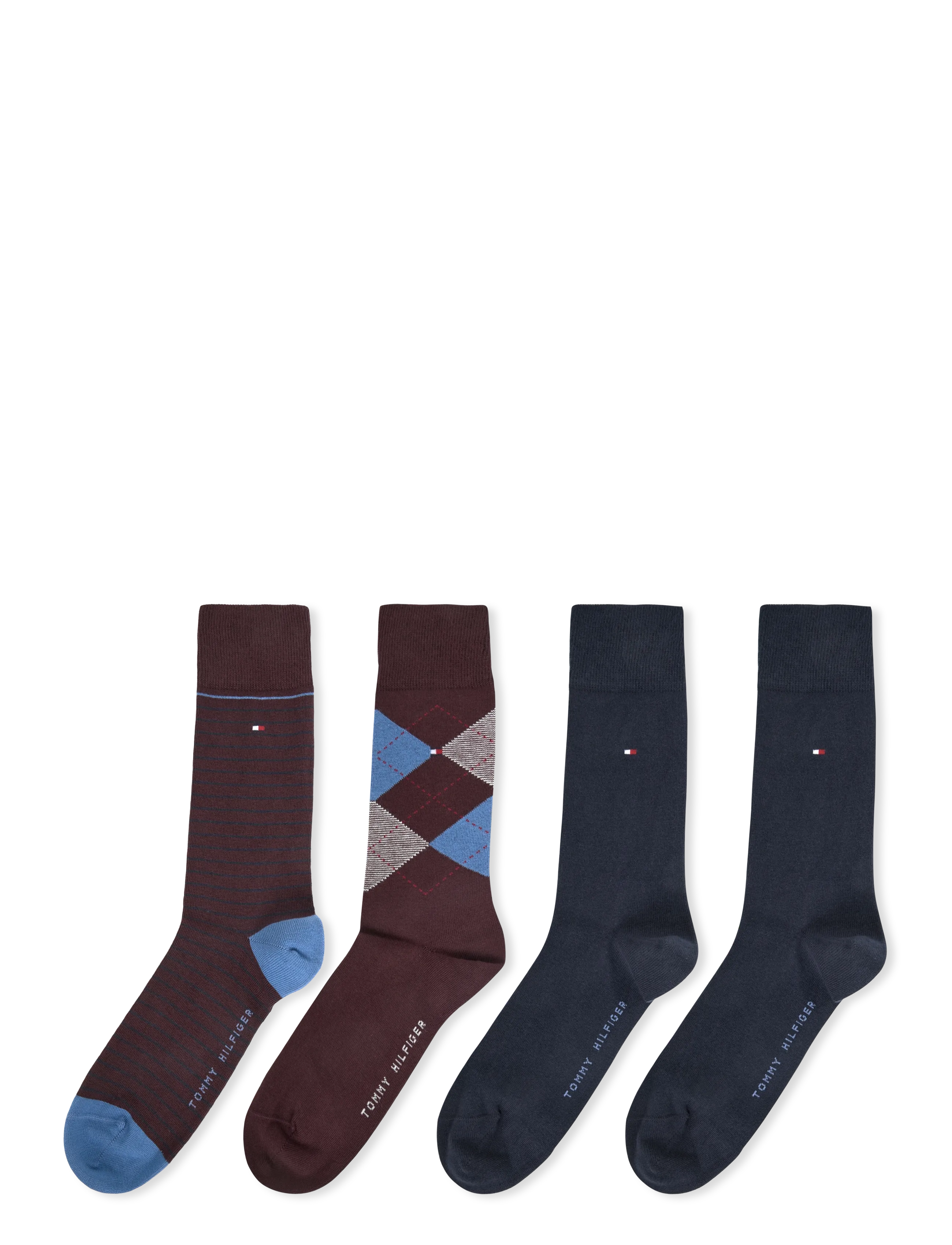 Tommy Hilfiger - TH MEN SOCK 4P CHECK & SMALL STRIPE ECOM - sokker - deep rouge/navy - 1