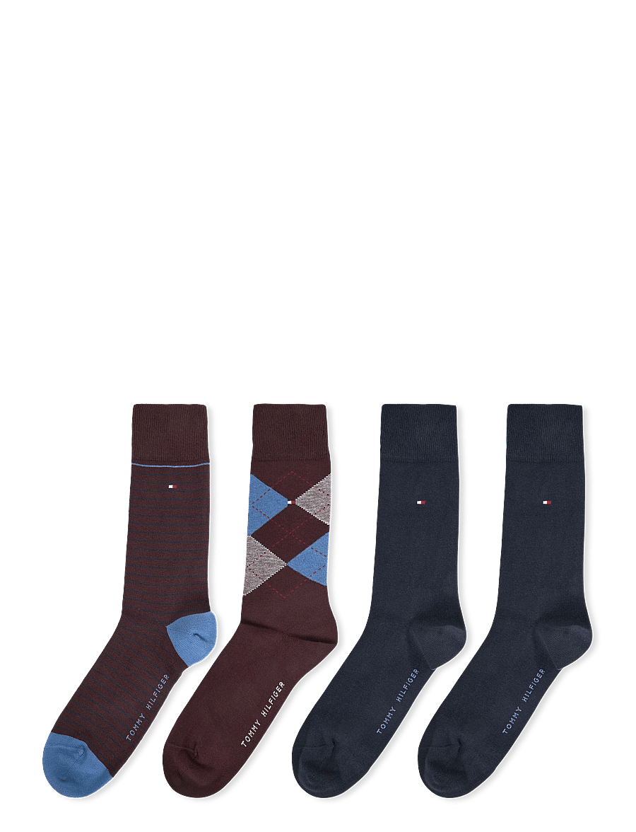Tommy Hilfiger - TH MEN SOCK 4P CHECK & SMALL STRIPE ECOM - sokker - deep rouge/navy - 1