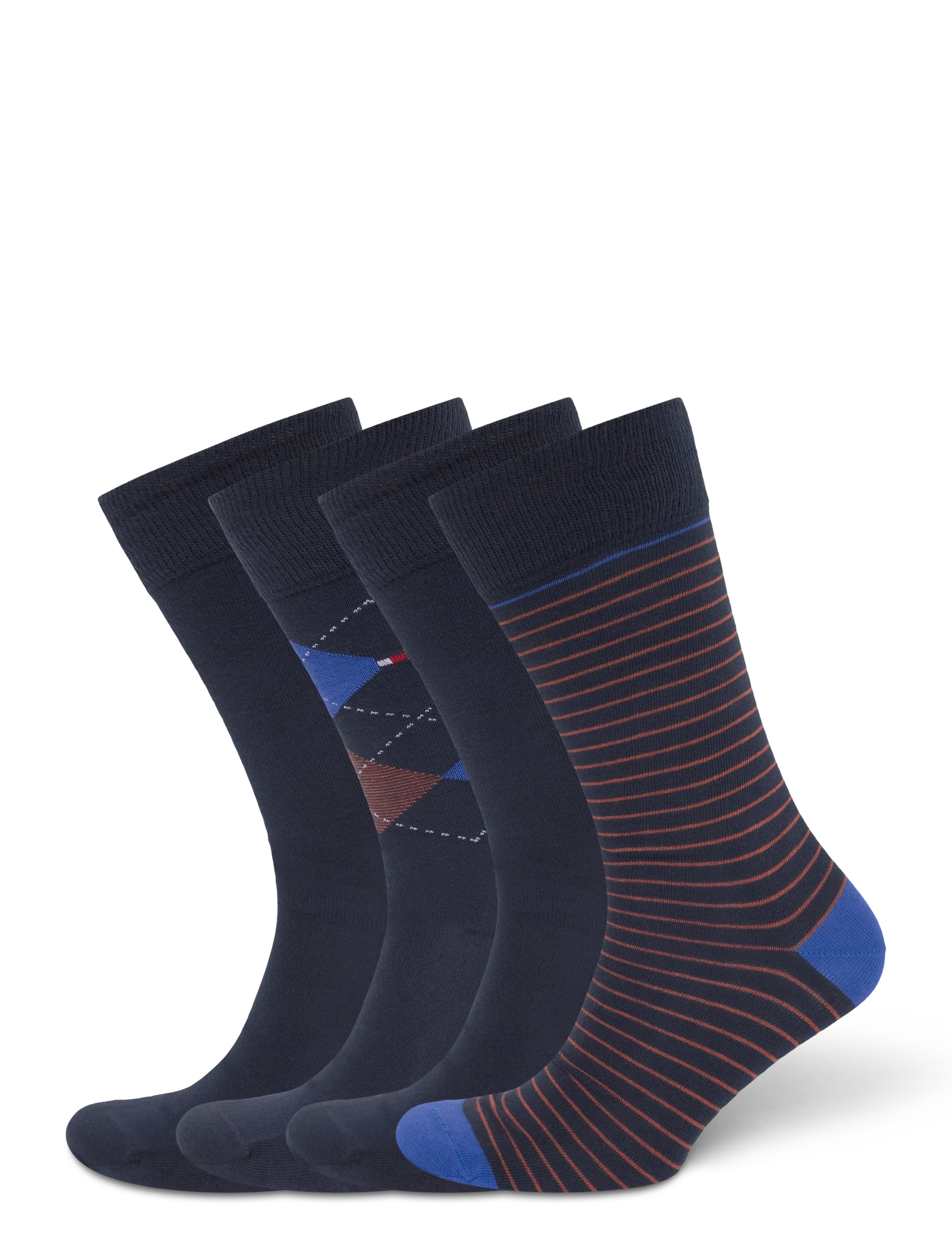 Tommy Hilfiger TH MEN SOCK 4P CHECK & SMALL STRIPE ECOM - Unterwäsche - NAVY/CHESTNUT BROWN / navy