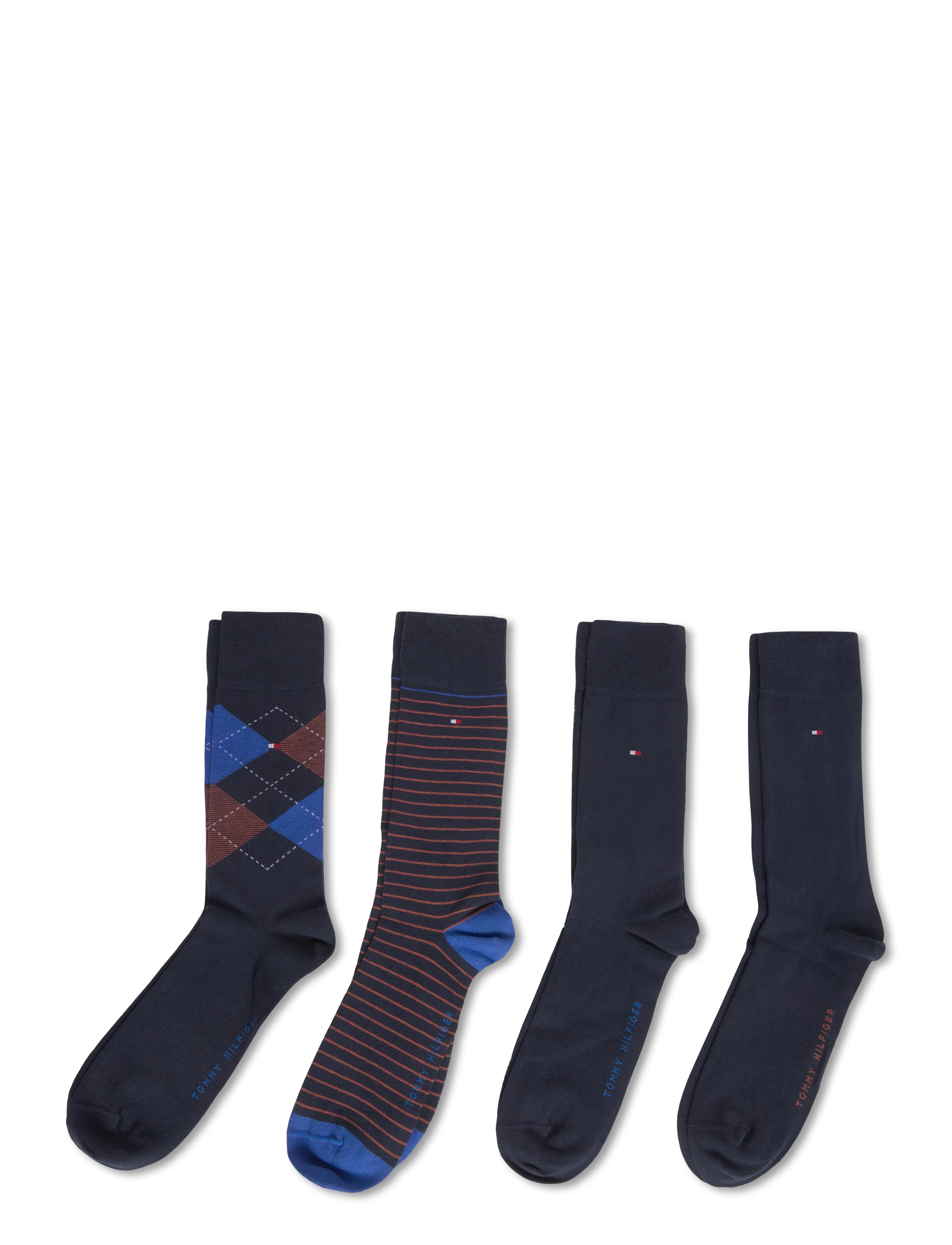 Tommy Hilfiger - TH MEN SOCK 4P CHECK & SMALL STRIPE ECOM - tennissocken - navy/chestnut brown - 1