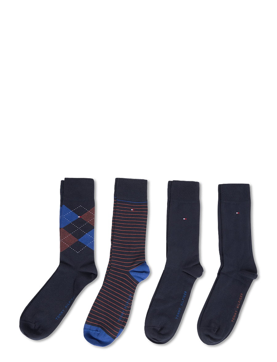Tommy Hilfiger - TH MEN SOCK 4P CHECK & SMALL STRIPE ECOM - tennissocken - navy/chestnut brown - 1