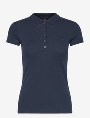 Tommy Sport - HERITAGE SHORT SLEEVE SLIM POLO - tops & t-shirts - midnight - 0