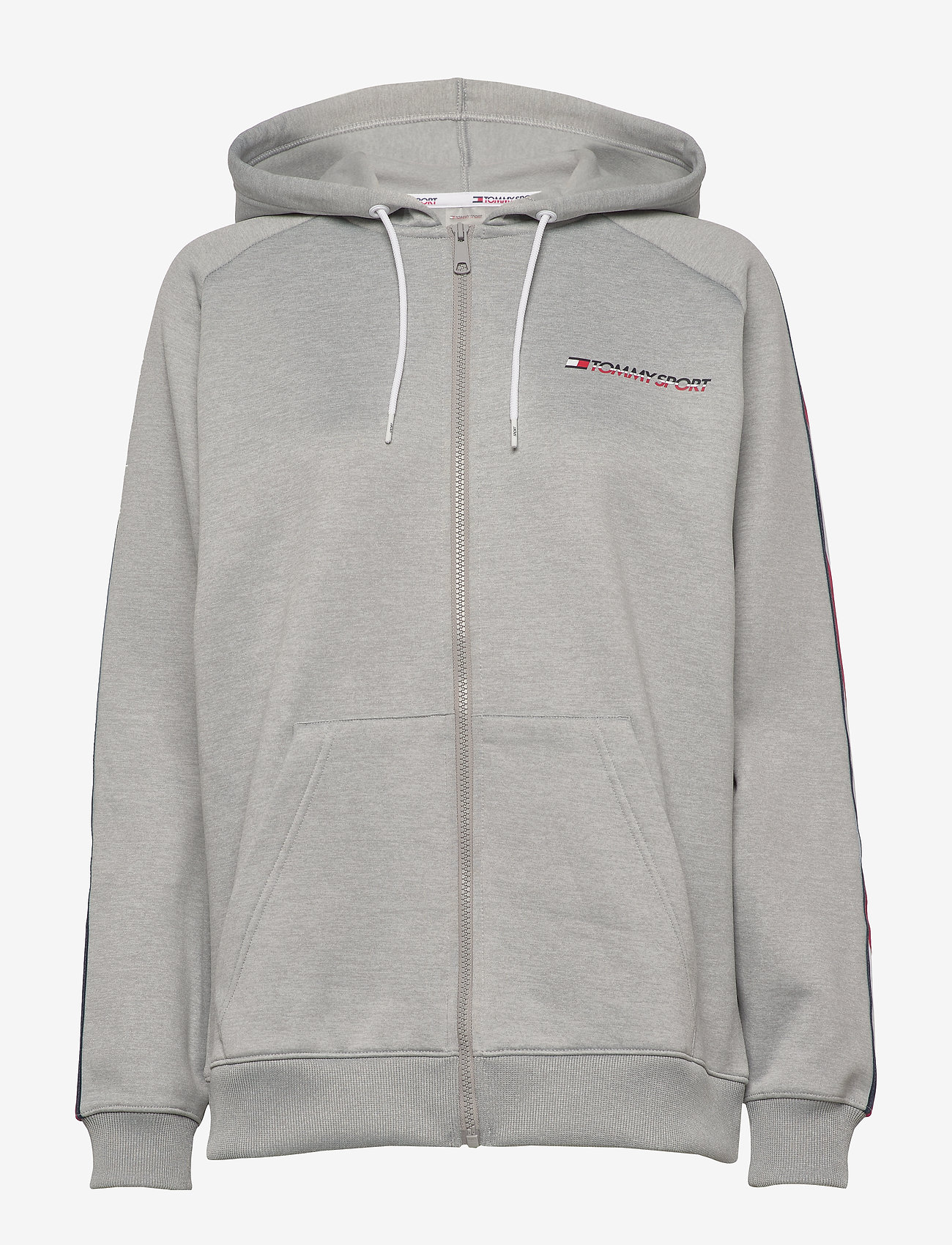 Tommy Sport - FLEECE ZIP UP HOODY WITH TAPE - grey heather - 0