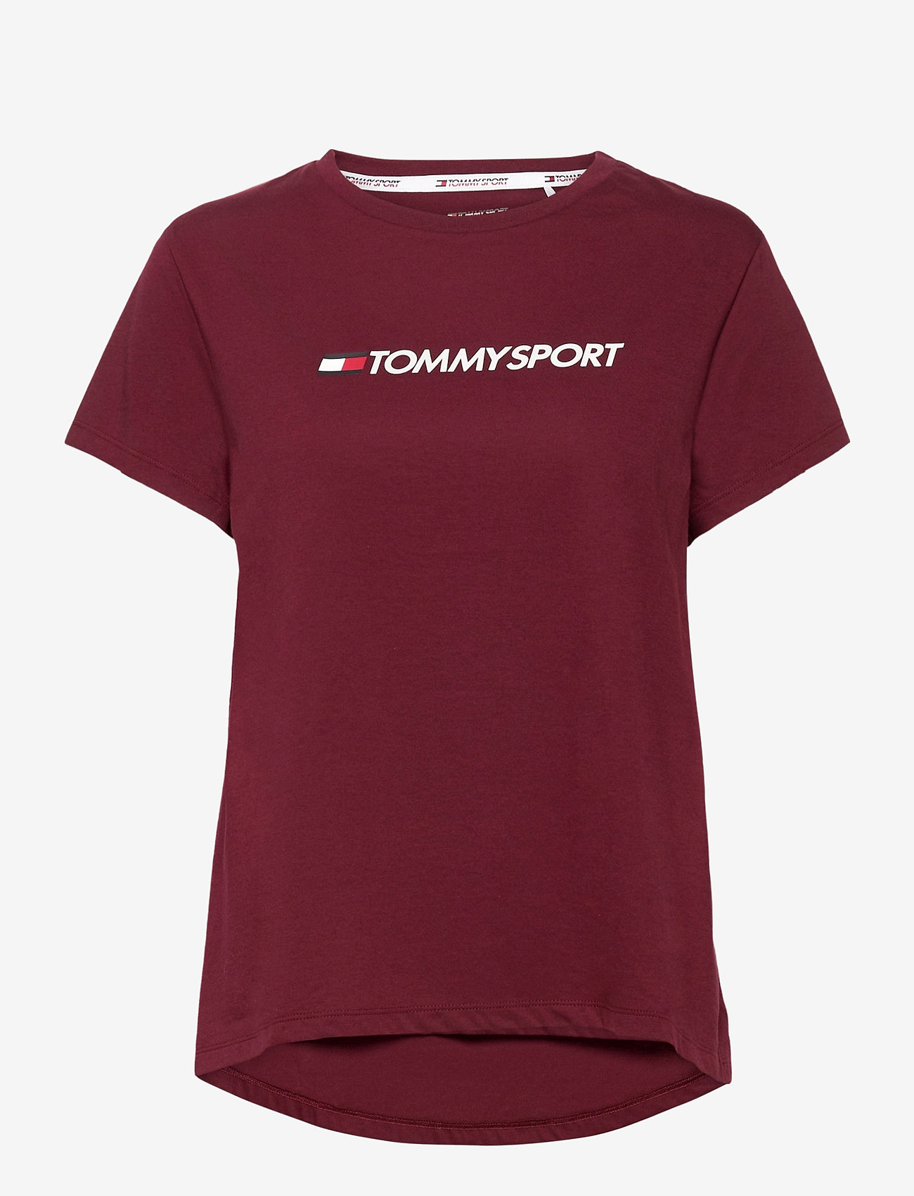 Tommy Sport - COTTON MIX CHEST LOGO TOP - deep rouge - 0