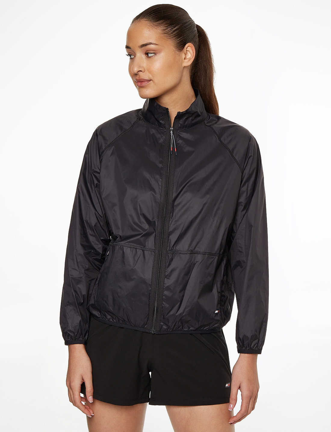 Black hot sale tommy windbreaker