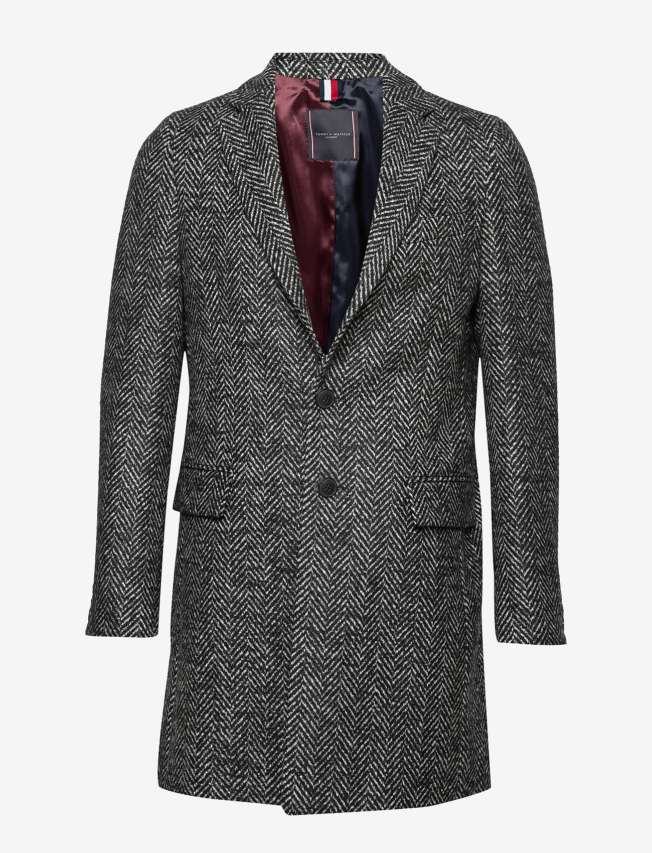 BRUSHED HERRINGBONE COAT - BLACK/WHITE