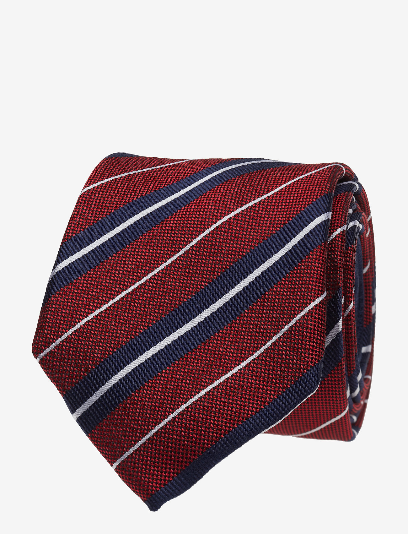 Tommy Hilfiger Tailored - SILK STRIPE 7CM TIE - hautered/brightwhite/navyblaze - 0