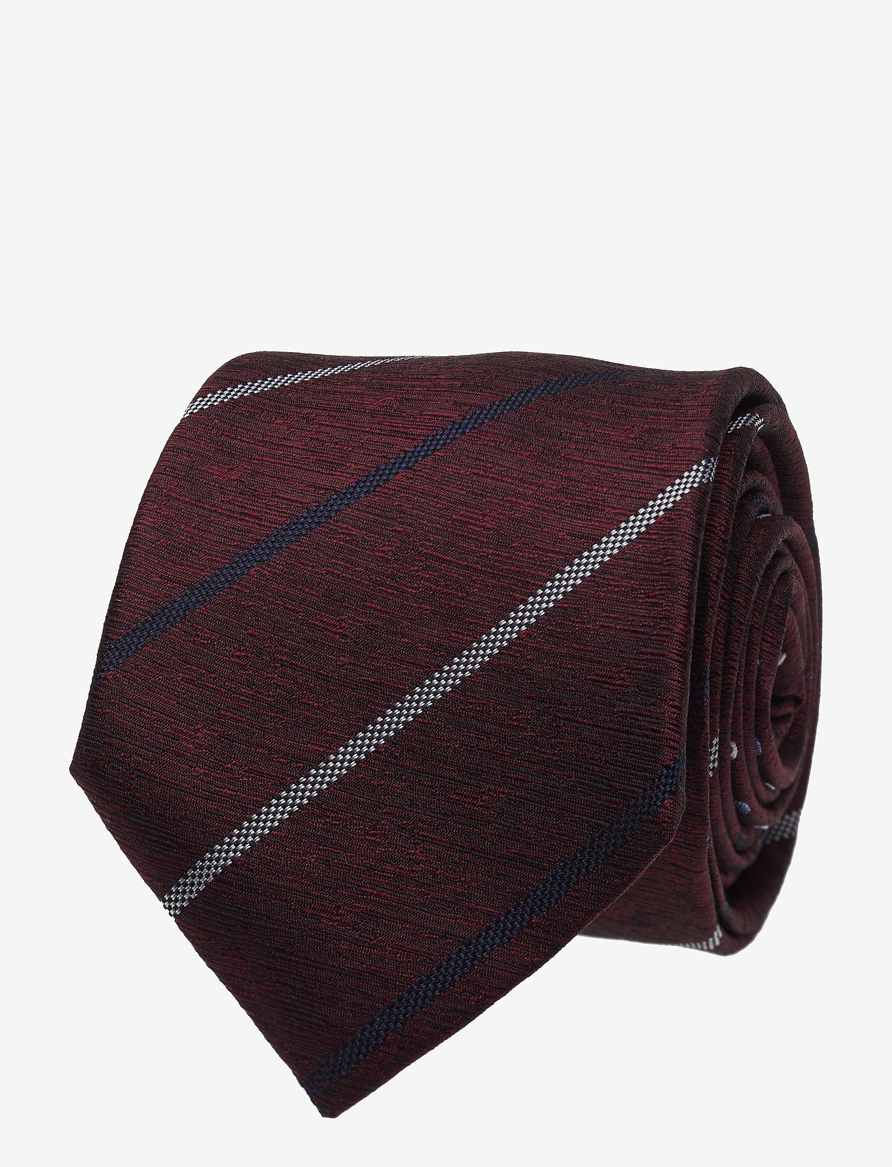 Tommy Hilfiger Tailored - SILK STRIPE 7CM TIE - zinfandel/brightwhite/navyblaz - 0
