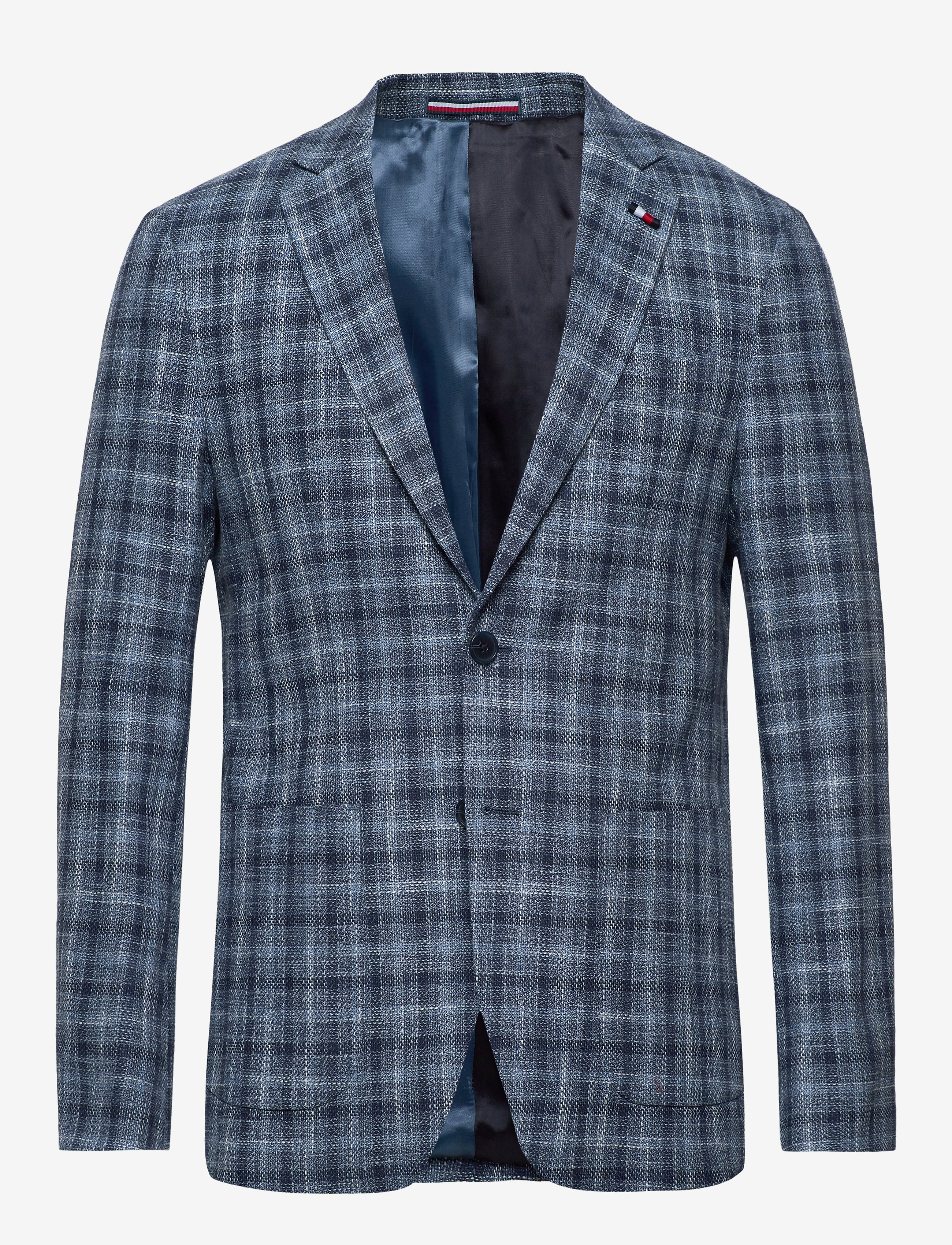 Tommy Hilfiger Tailored - COTTON BLEND SLIM FIT CHECK BLZ - navy/iriscope/white - 0