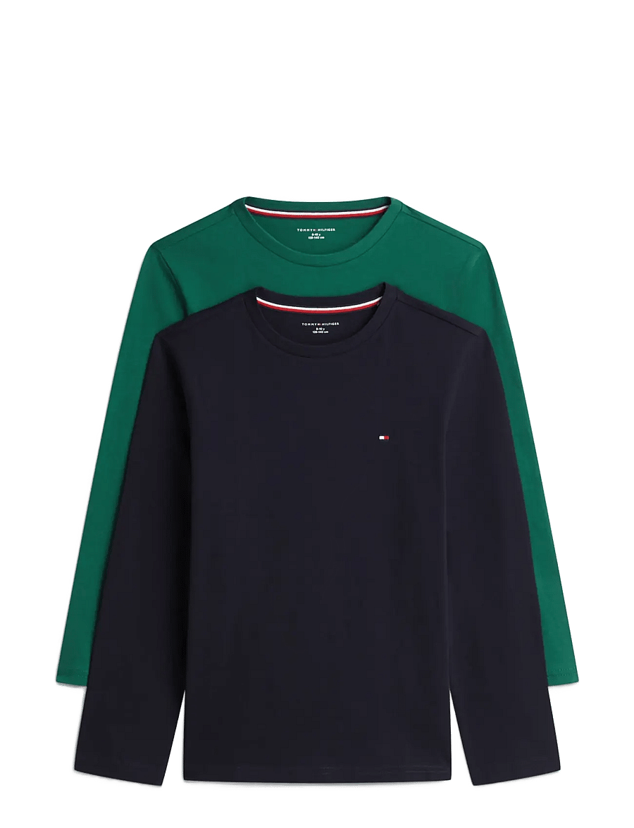 Tommy Hilfiger - 2 PK LS TEE - långärmade t-shirts - navy blue ornamental green - 0