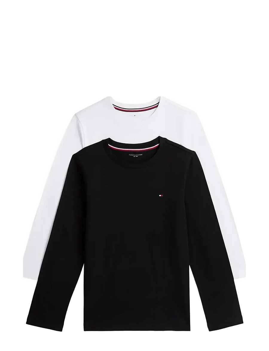Tommy Hilfiger - 2P CN TEE LS - långärmade t-shirts - black white - 1