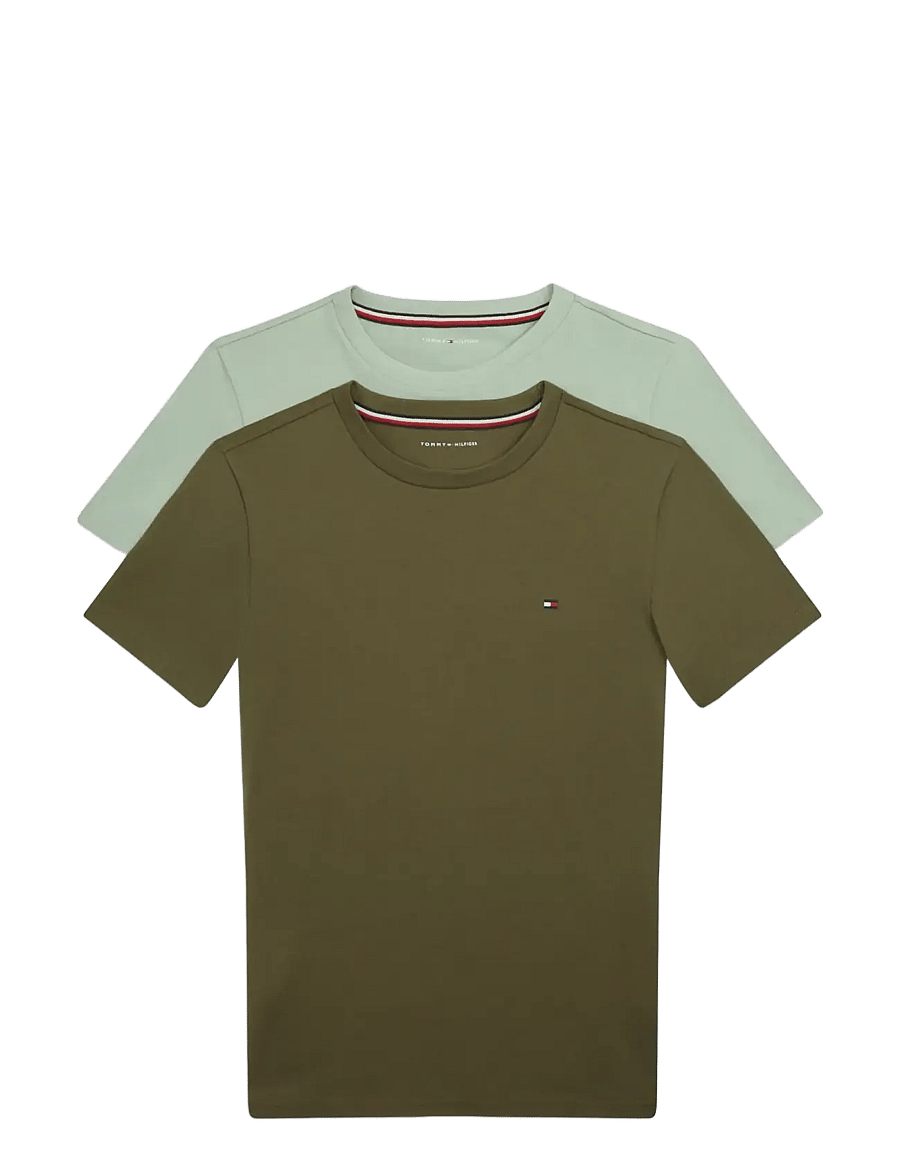Tommy Hilfiger - 2 PK SS TEE - kurzärmelige - army green minty grey - 1