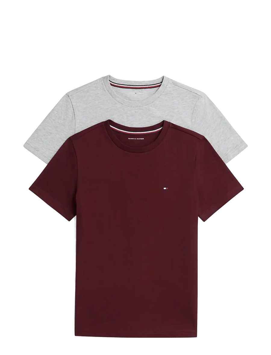 Tommy Hilfiger - 2P CN TEE SS - kurzärmelige - l gry heather burgundy - 0