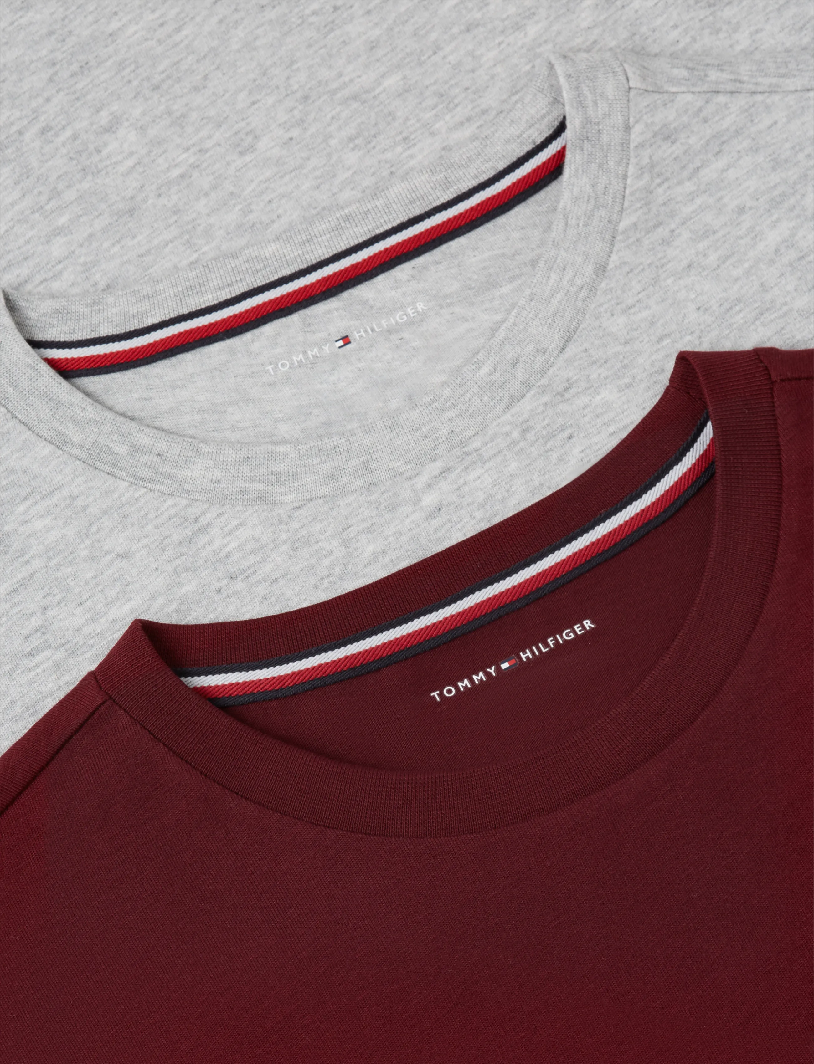 Tommy Hilfiger - 2 PK SS TEE - short-sleeved t-shirts - l gry heather   burgundy - 2