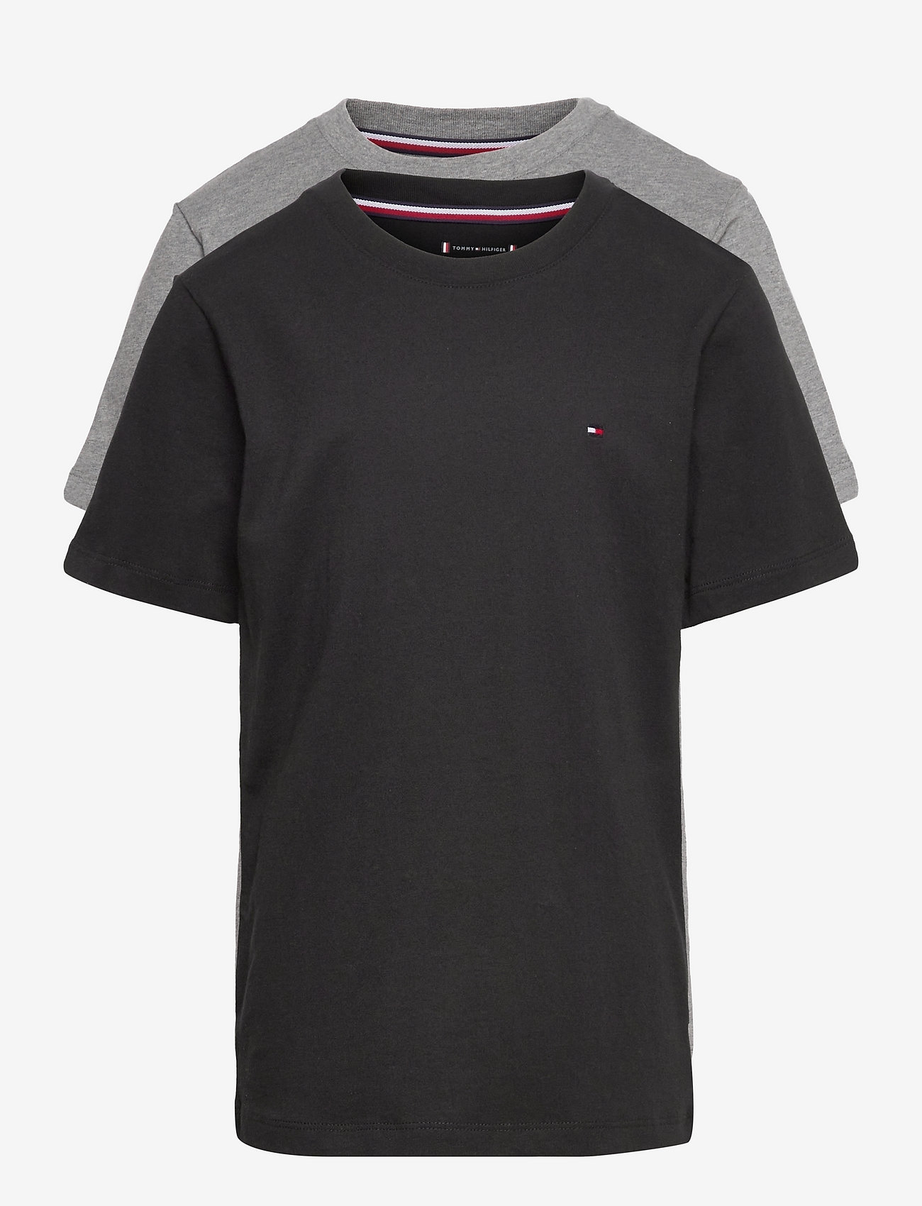 Tommy Hilfiger - 2 PK SS TEE - kortärmade t-shirts - medium grey ht black - 1