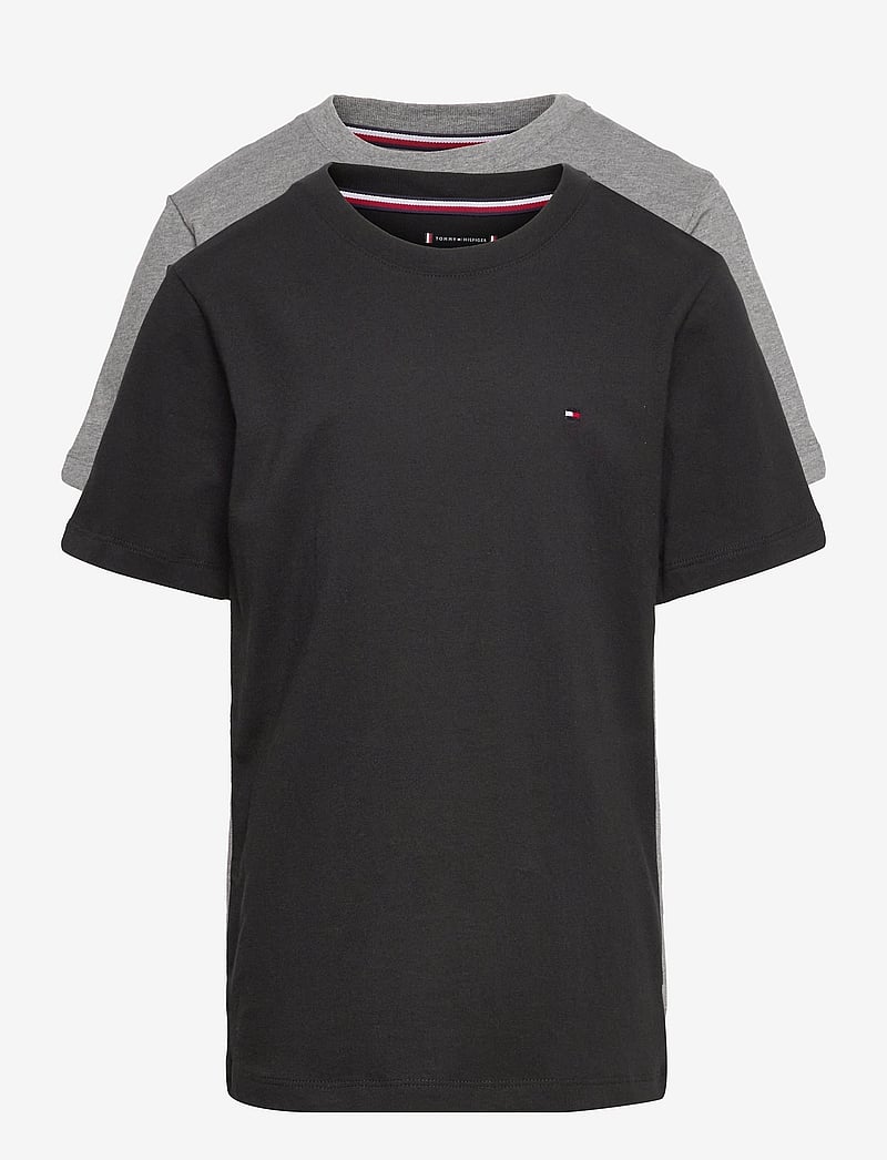 Tommy Hilfiger - 2 PK SS TEE - kortärmade t-shirts - medium grey ht black - 1
