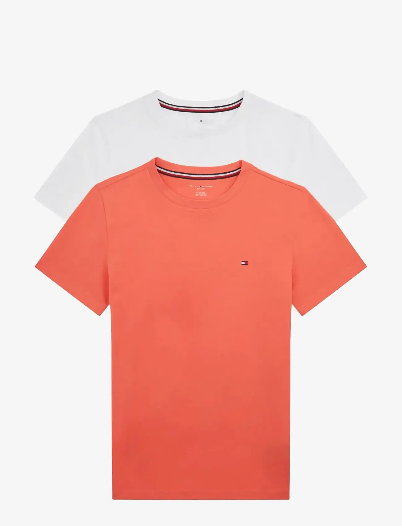 Tommy Hilfiger - 2 PK SS TEE - kortærmede t-shirts - white   coral crush - 1