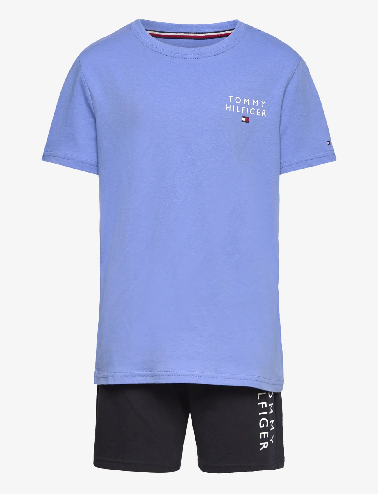 Tommy Hilfiger - SS SHORT PJ SET BASICS - gładki t-shirt z krótkimi rękawami - blue spell/desert sky - 0