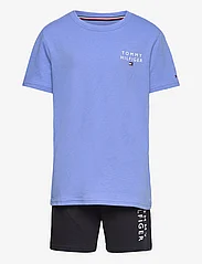 Tommy Hilfiger - SS SHORT PJ SET BASICS - gładki t-shirt z krótkimi rękawami - blue spell/desert sky - 0
