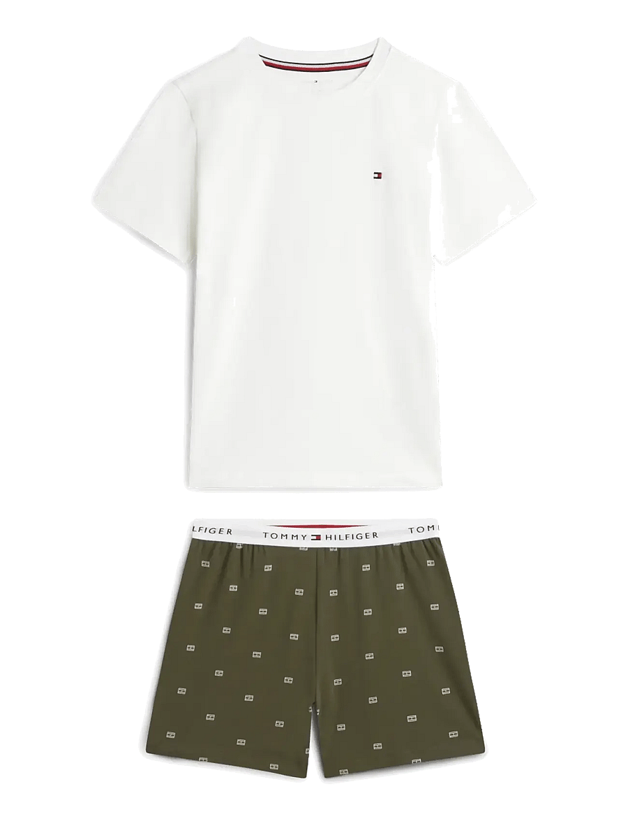 Tommy Hilfiger - SS PJ SET - pyjama-sets - ecru flag aop - 1