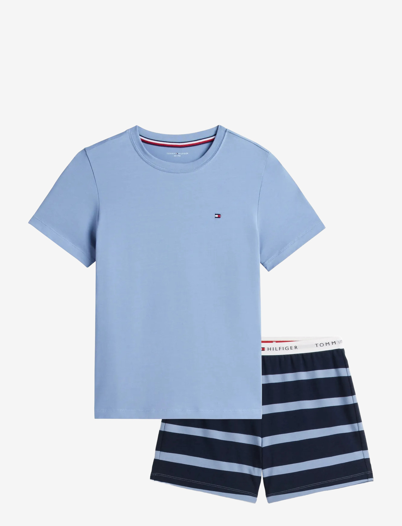 Tommy Hilfiger - SS PJ SET - pyjamassæt - rugby stripe   brisk blue - 1