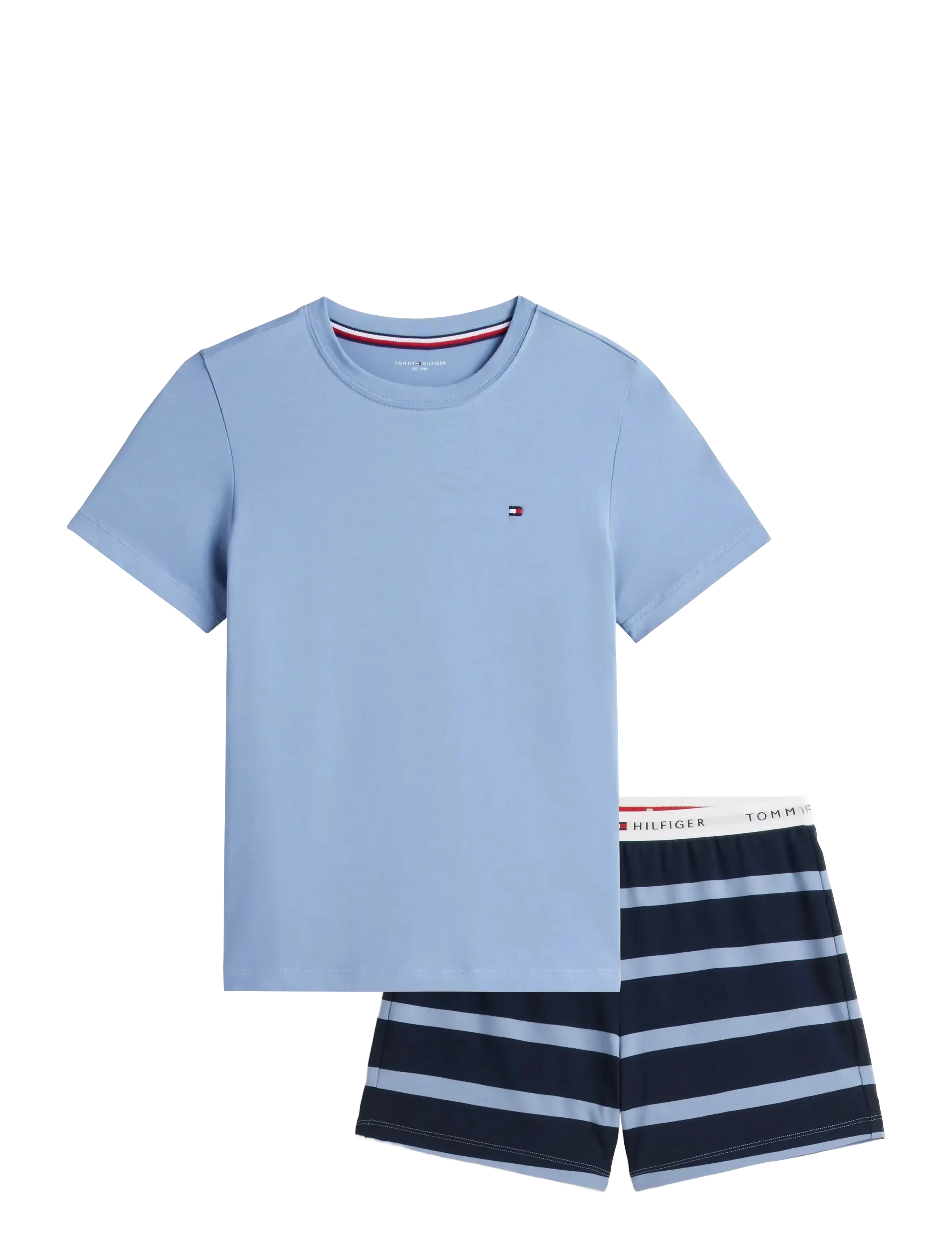 Tommy Hilfiger SS PJ SET - Tommy Hilfiger - RUGBY STRIPE   BRISK BLUE / blue