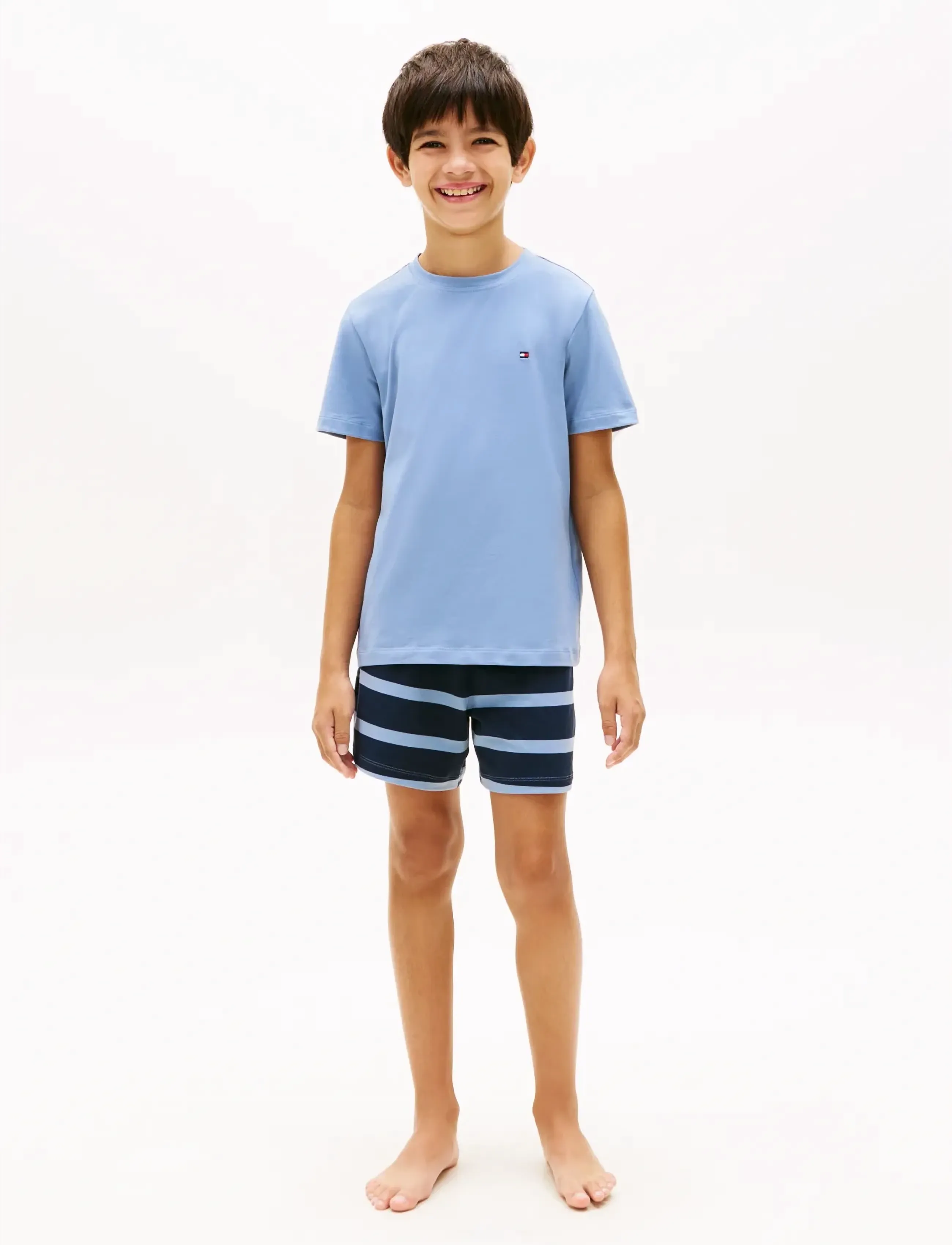 Tommy Hilfiger SS PJ SET - Tommy Hilfiger - RUGBY STRIPE   BRISK BLUE / blue