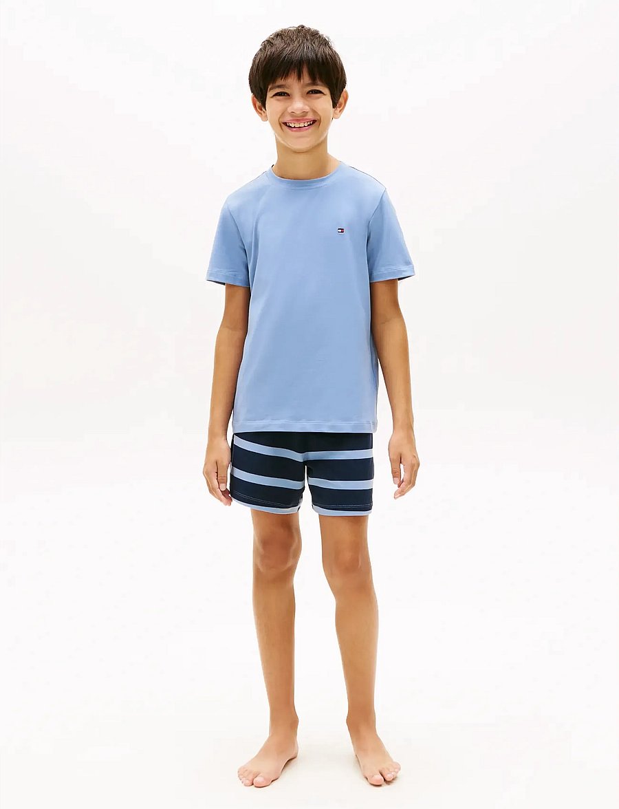Tommy Hilfiger - SS PJ SET - pyjama-sets - rugby stripe brisk blue - 0