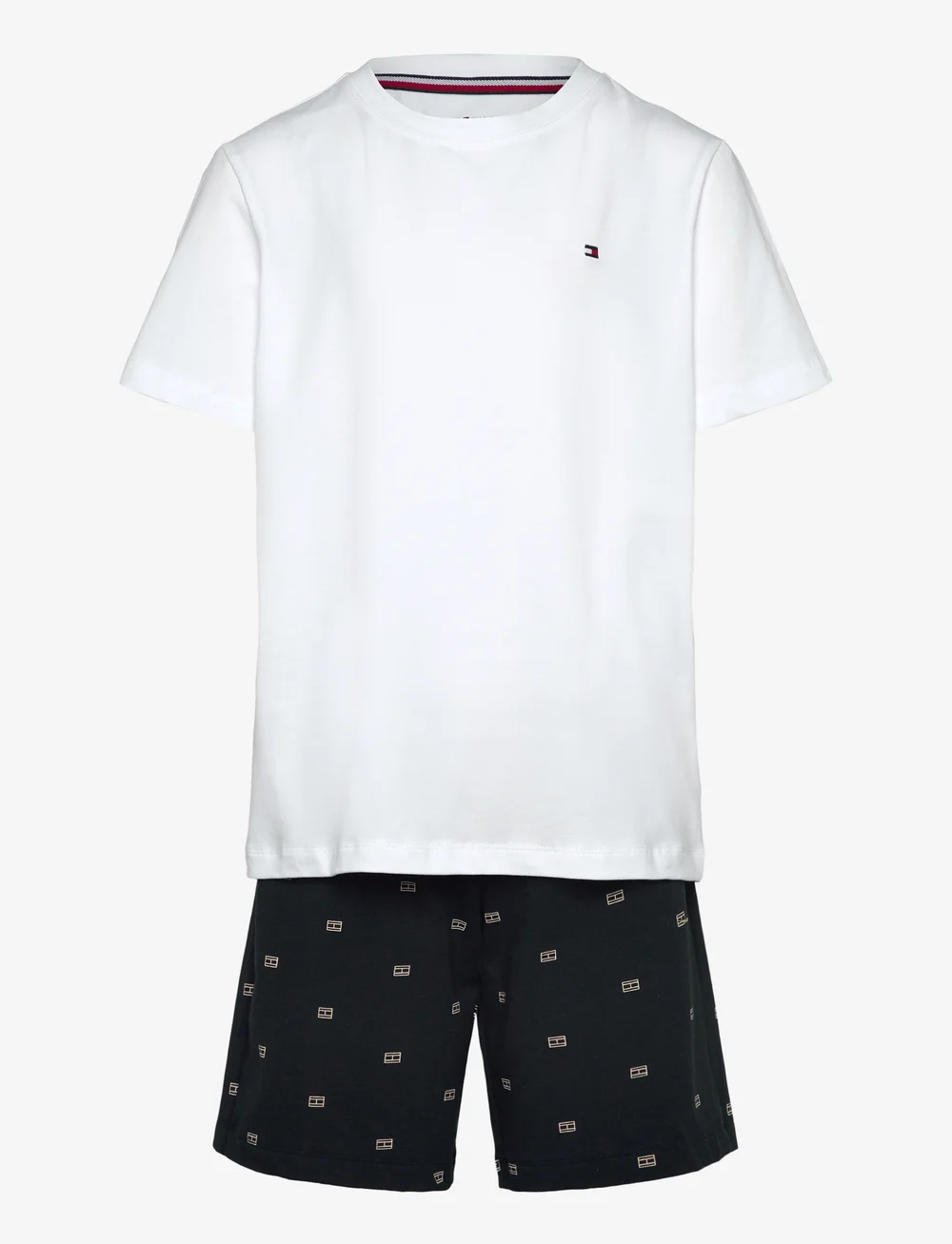 Tommy Hilfiger - S/S JERSEY PJ SET - pyjama-sets - white / outline flag desert sky - 0